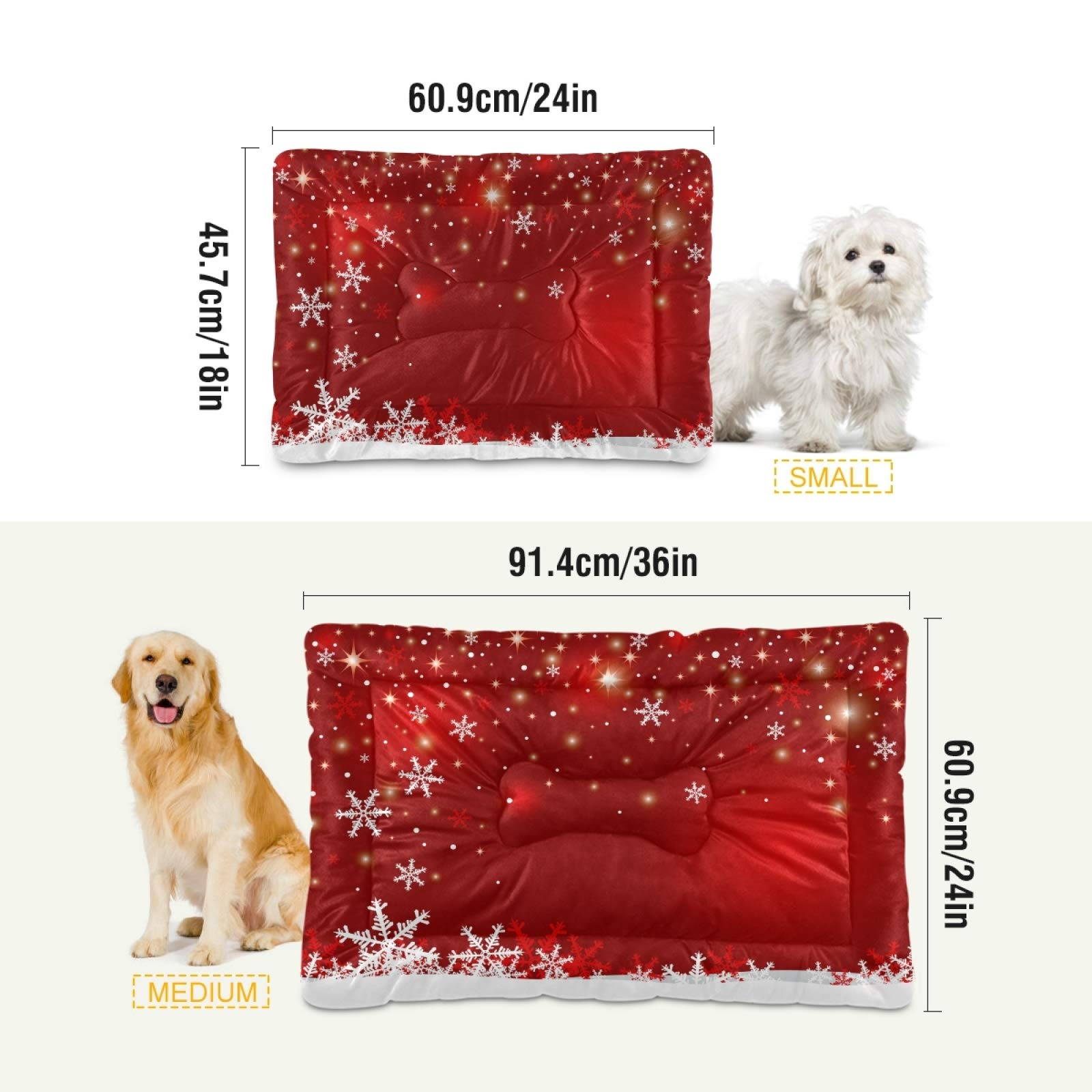 Christmas Snowflakes Pet Bed - Soft Washable Dog & Cat Crate Mat with Anti-Slip Bottom - Comfortable Kennel Pad for Small & Medium Pets (18x24 Inch) - Perfect for Holiday Decor & Cozy Pet Napping