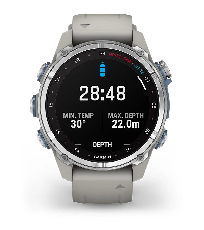 Garmin Descent Mk3 43mm Dive Watch with Stainless Steel Case & Fog Gray Silicone Band - Includes Optional T2 Transceiver for Scuba Diving & Freediving Adventures
