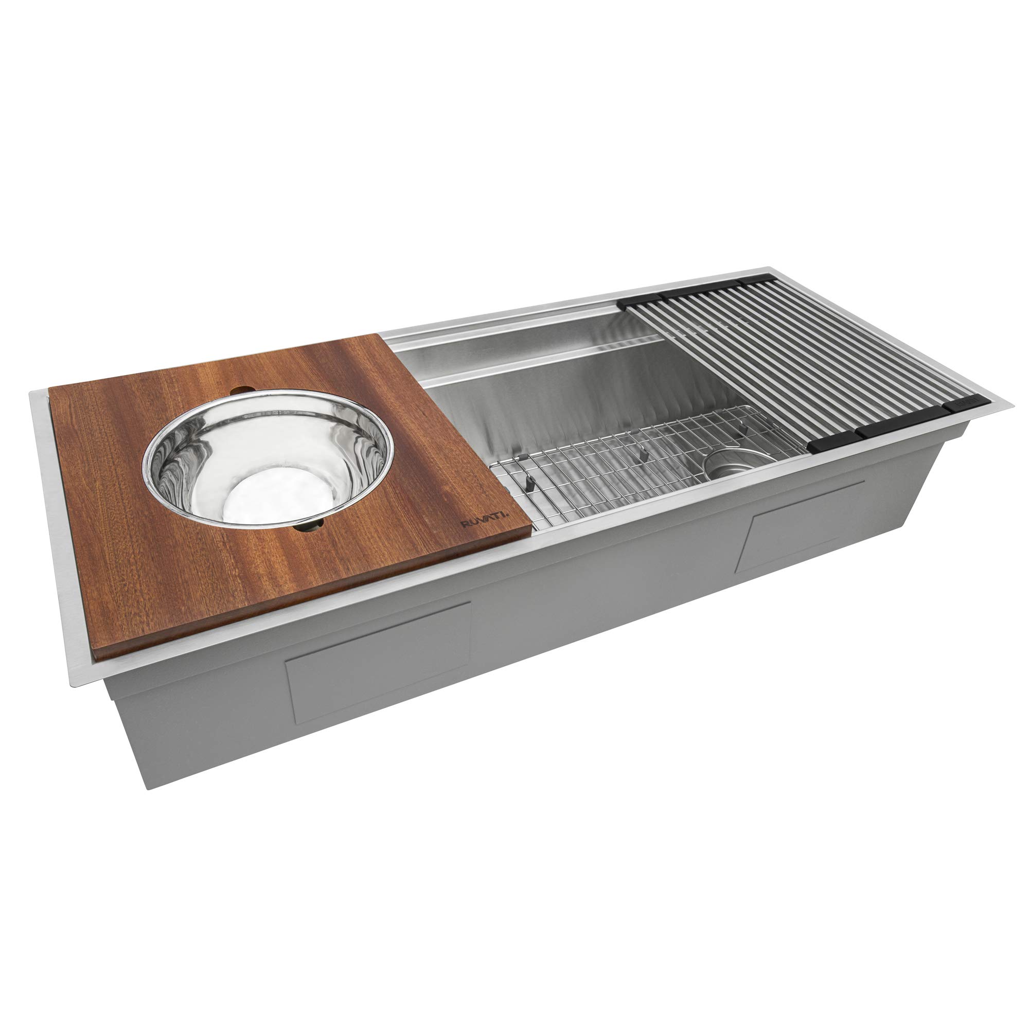 Ruvati 39-inch Dual Tier Undermount Kitchen Sink - 16 Gauge Stainless Steel with Brushed Finish (Hides Scratches) - Perfect for RV, Home & Commercial Kitchens - RVH8299