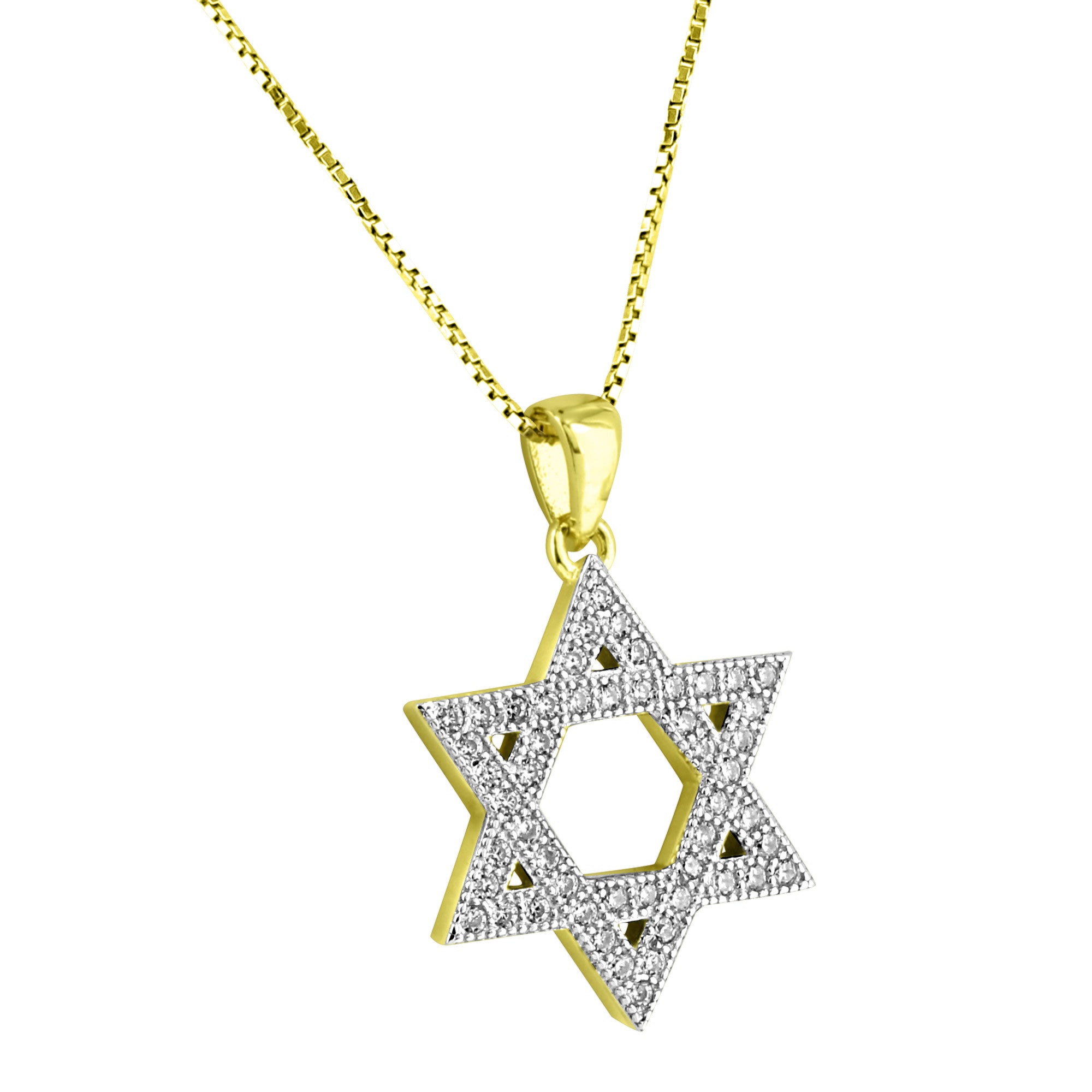 Star of David Pendant Necklace - 14K Gold Plated Sterling Silver with Lab Diamonds (0.9ct) - Perfect for Hanukkah Gifts, Jewish Holidays & Everyday Elegance