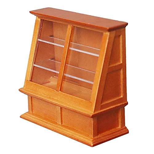 Miniature Dollhouse Cabinet - Handcrafted Brown Bakery Display Shelf for Cake Store, Grocery & Kitchen Decor | Perfect for Dollhouse Scenes, DIY Miniature Projects & Home Decoration