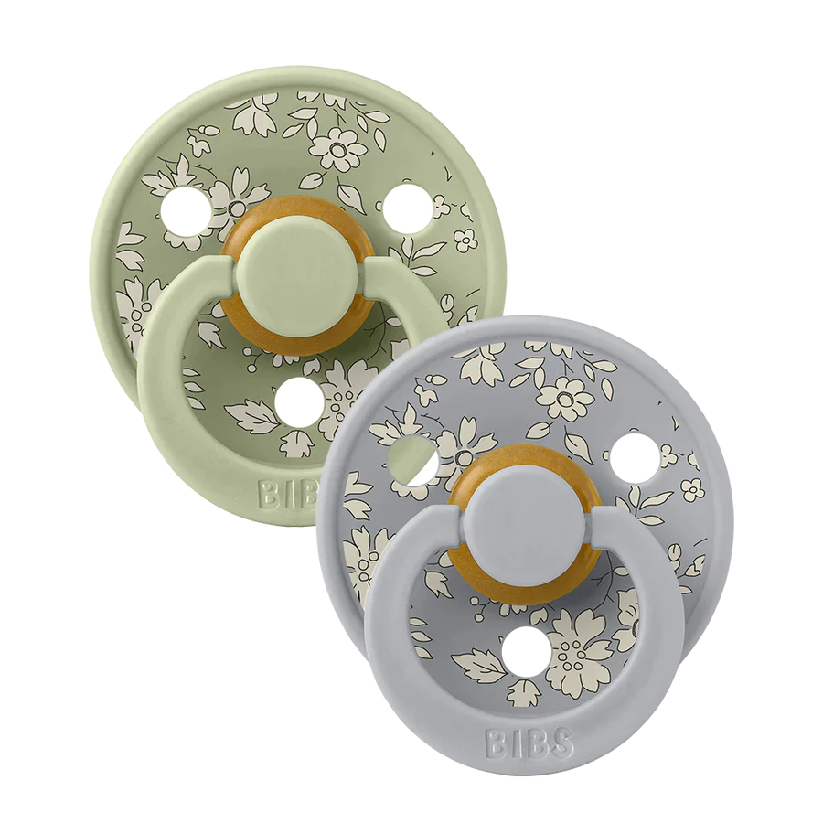 BIBS x Liberty London Round Pacifiers Twin Pack - Soft & Safe Baby Soothers for Daytime & Nighttime Comfort