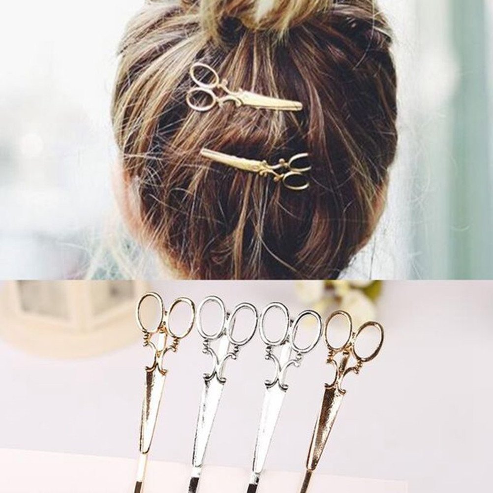 6PCS Punk Style Hair Clips for Women - 6.5cm Scissors Pattern Barrettes & Claw Pins - Unique Hair Accessories for Parties, Concerts & Gothic Fashion