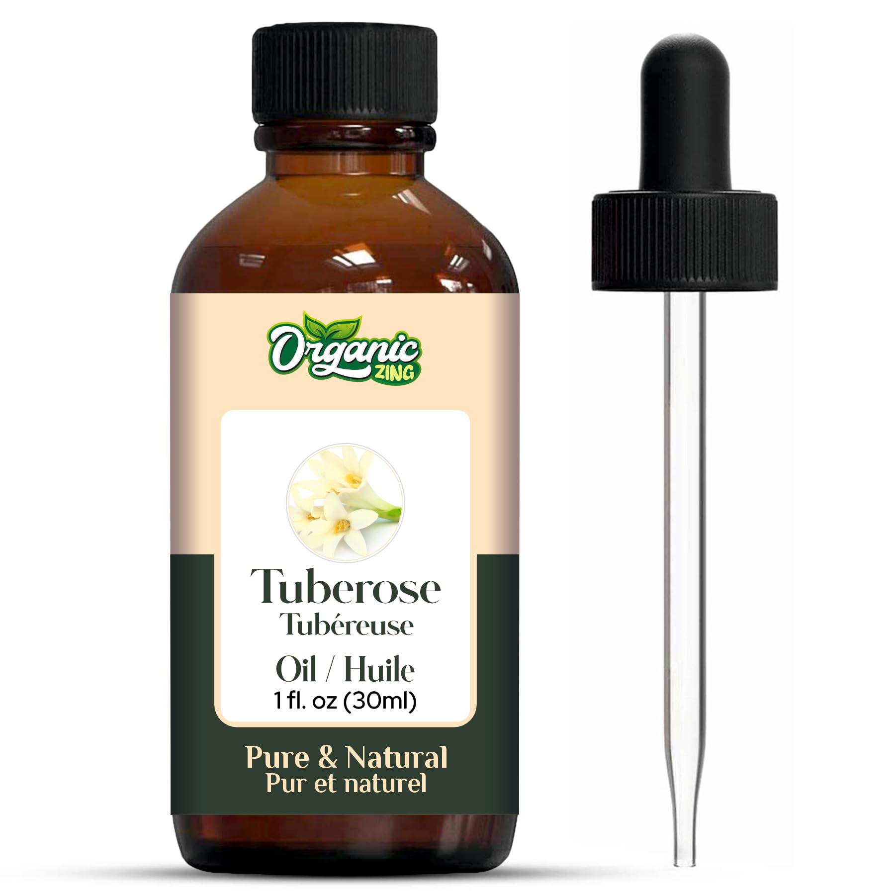 Pure Organic Tuberose Essential Oil (Polianthes tuberosa) - 100% Natural Aromatherapy Oil for Diffusers, Massage, Skincare & Hair Care - 30ml/1.01fl oz - Perfect for Relaxation, Spa Treatments & Home Fragrance