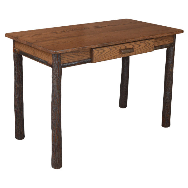 Solid Hickory Wood Writing Desk - Rustic Home Office Desk for Study & Work - Perfect for Home Office, Study Room, or Library