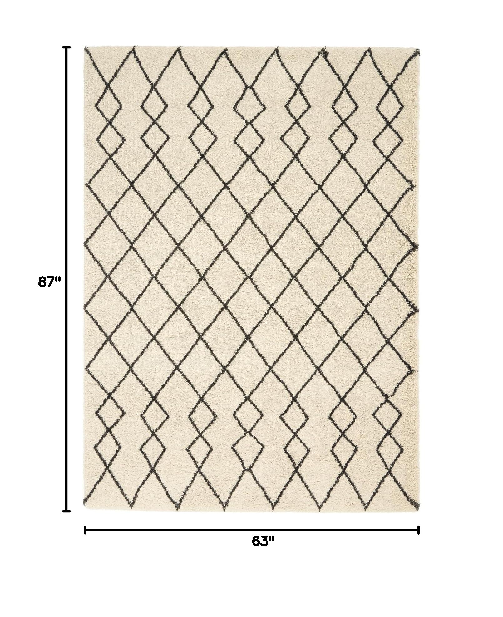 Nourison Geometric Shag Moroccan Ivory/Charcoal 5'3