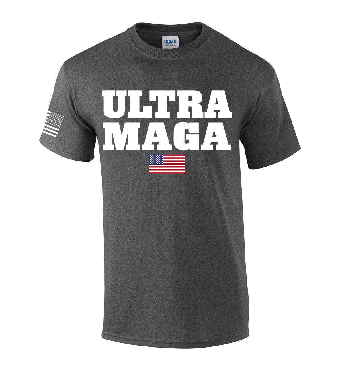 Ultra MAGA Trump USA Patriotic American Flag Men's Short Sleeve Graphic T-Shirt - Perfect for Political Rallies, Fourth of July & Conservative Events