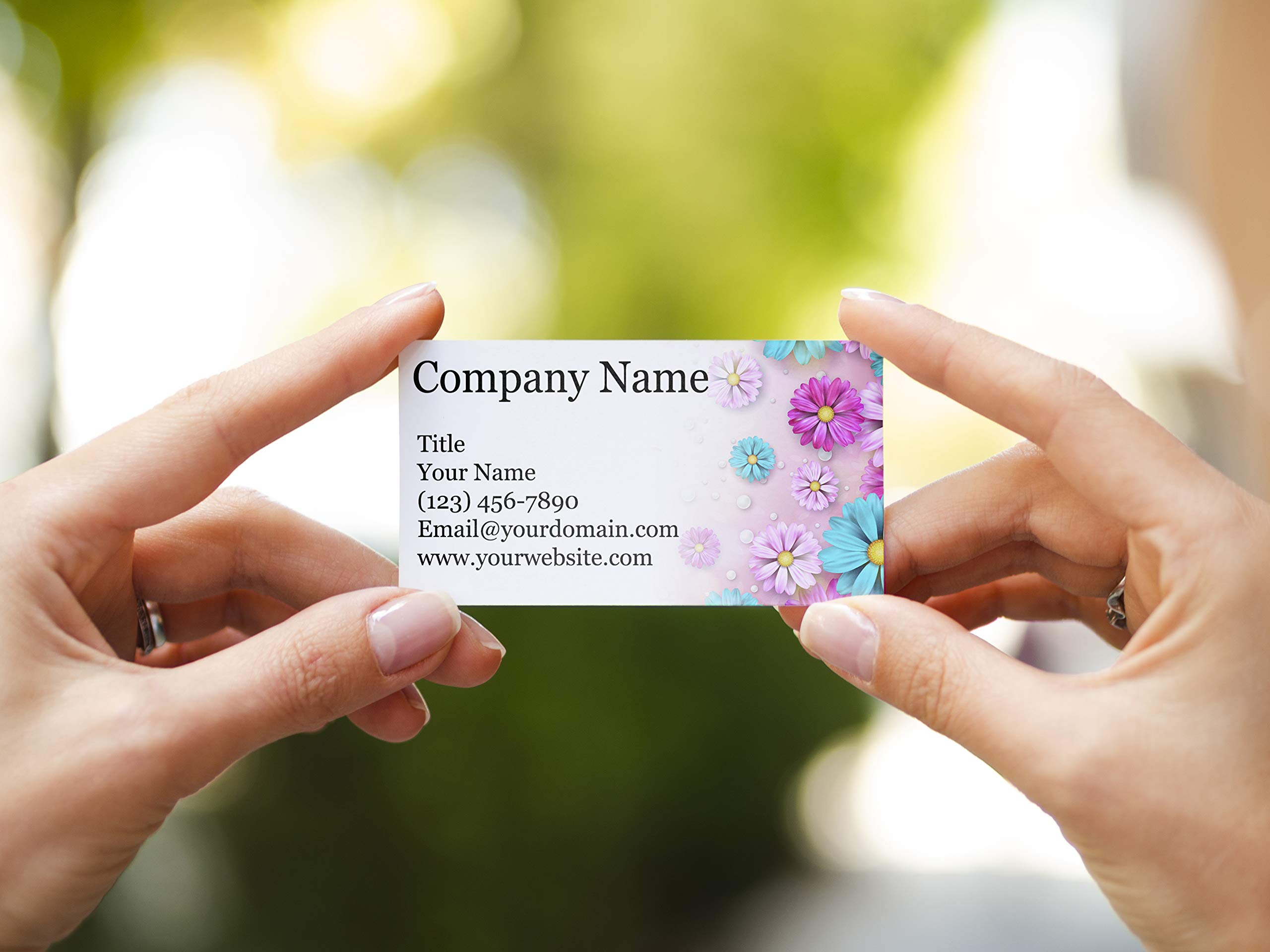 Custom Floral Business Cards 3.5x2 Inch - Eco-Friendly Recycled & Matte Paper - 100% USA Made - 20+ Elegant Floral Designs (Sugar Flowers) - Perfect for Weddings, Events & Professional Networking