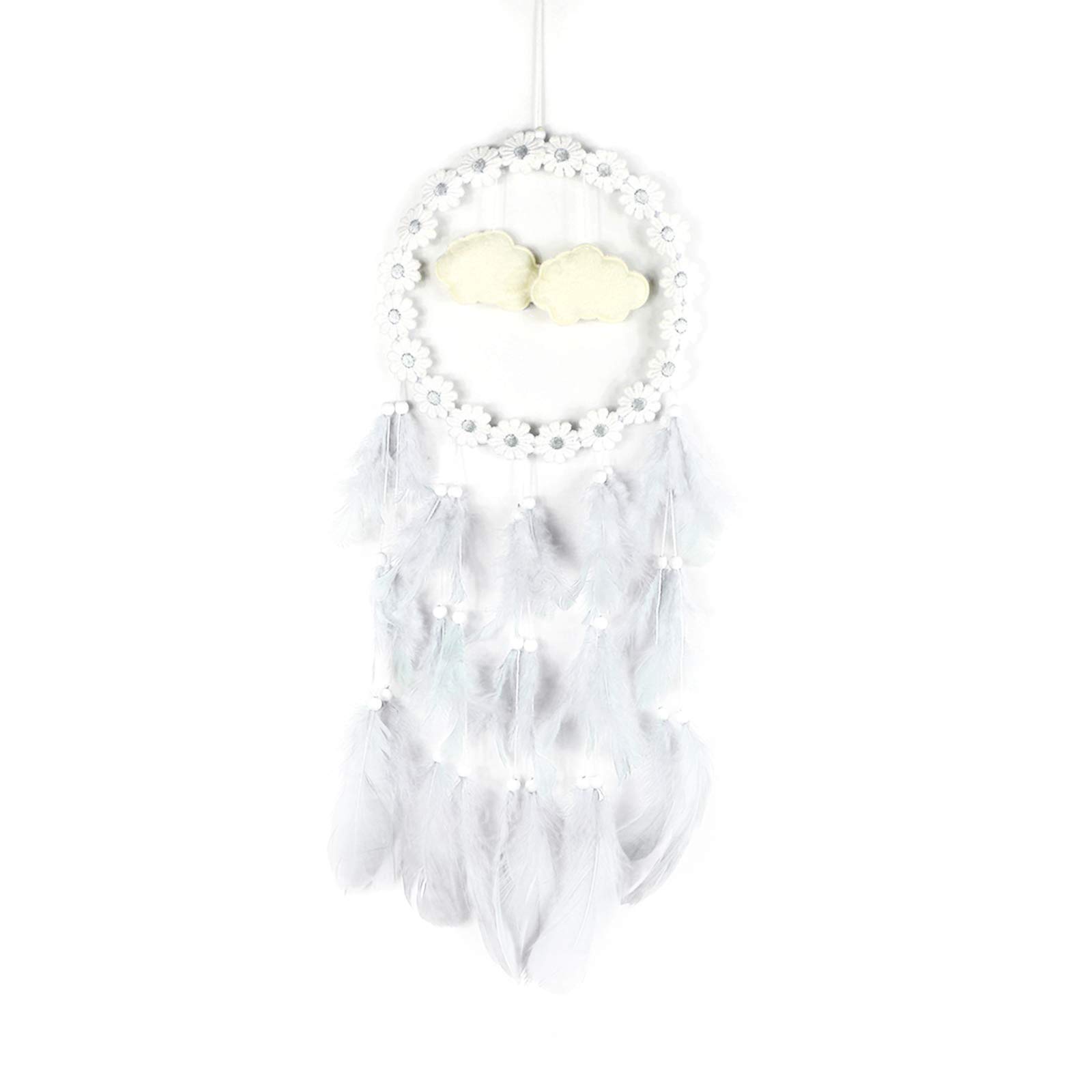 LED Light Up Dream Catchers - Daisy Cloud Fairy Hanging Decor with String Lights for Bedroom, Nursery, Living Room | Boho Home Decor Gift for Women, Teens | Perfect for Wall Decor, Baby Shower, Wedding Decorations