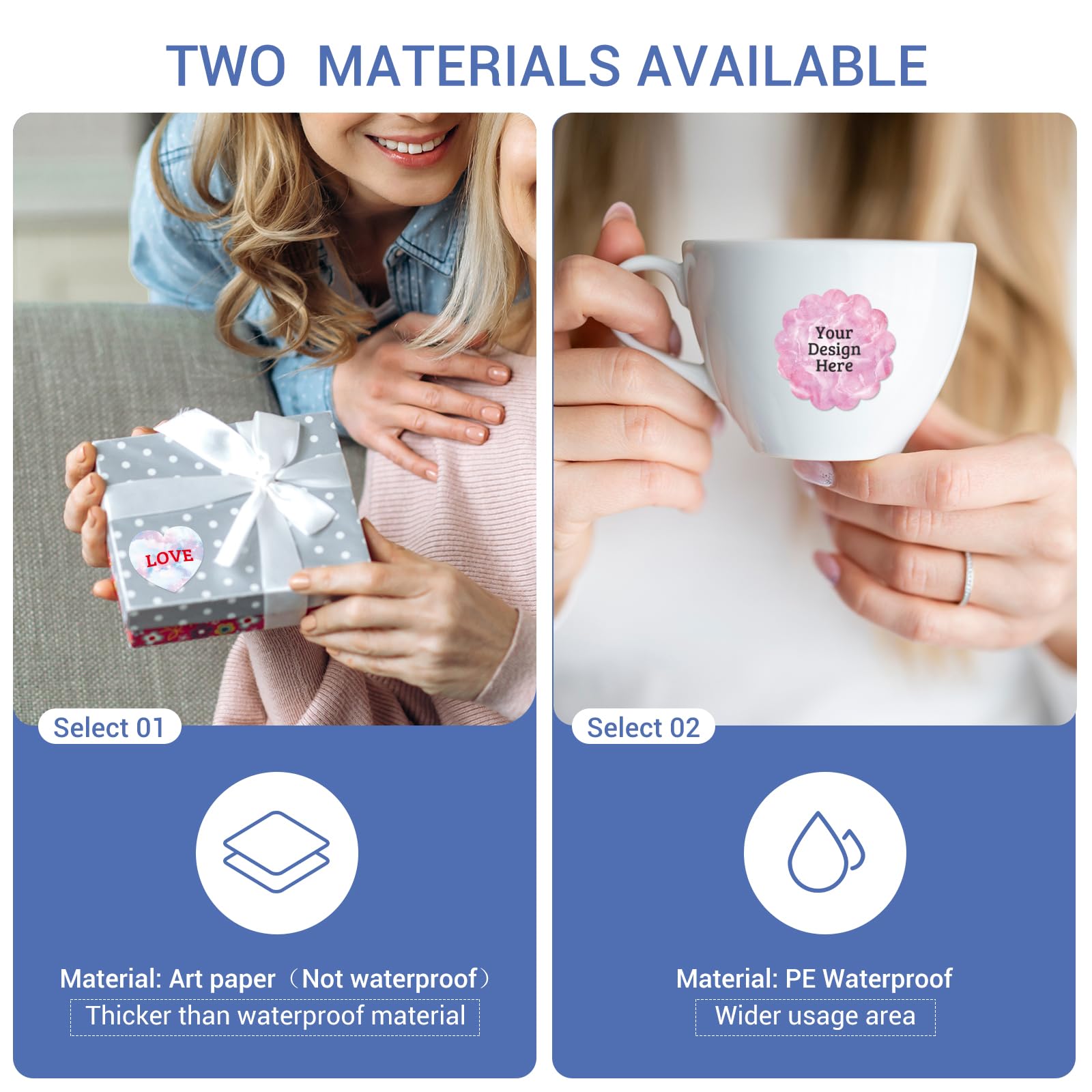 Custom Vinyl Waterproof Stickers 50-1000 Pack - Personalized Business Logo Labels, 1.5x1 Inch Fancy Frame - Perfect for Branding, Packaging, Laptop Decals & Water Bottles