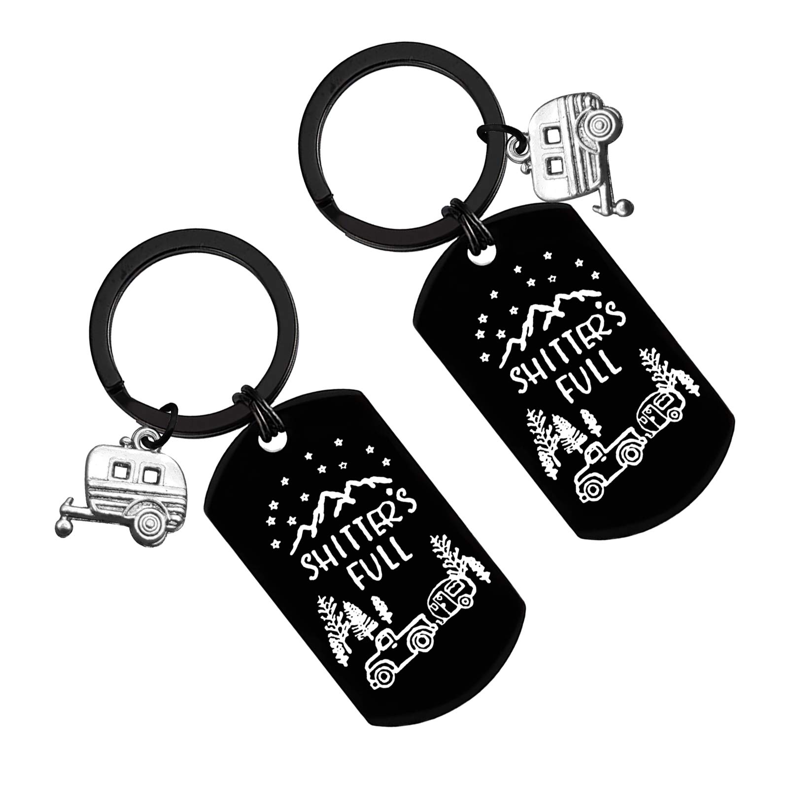 Xiahuyu 2pcs Happy Camper Keychain Set - RV & Trailer Keychains for Men & Women - Perfect Camping Gifts for Outdoor Enthusiasts - Ideal for Camping Trips, RV Adventures & Outdoor Activities