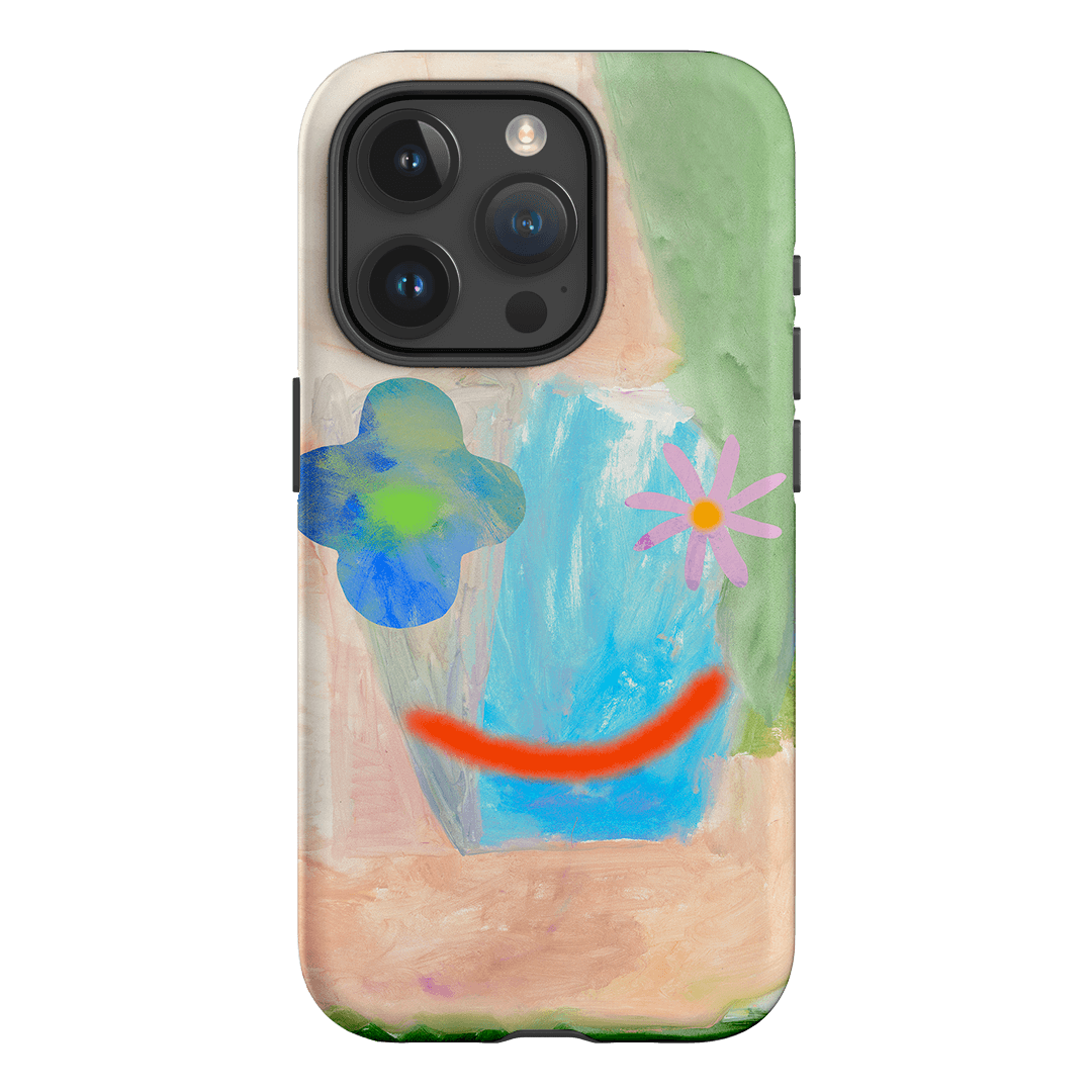 Georgia Flower Smiley Pattern iPhone Case - Cute Floral Design Protective Cover for iPhone 12/13/14/15 Pro Max - Perfect for Spring, Summer & Everyday Use