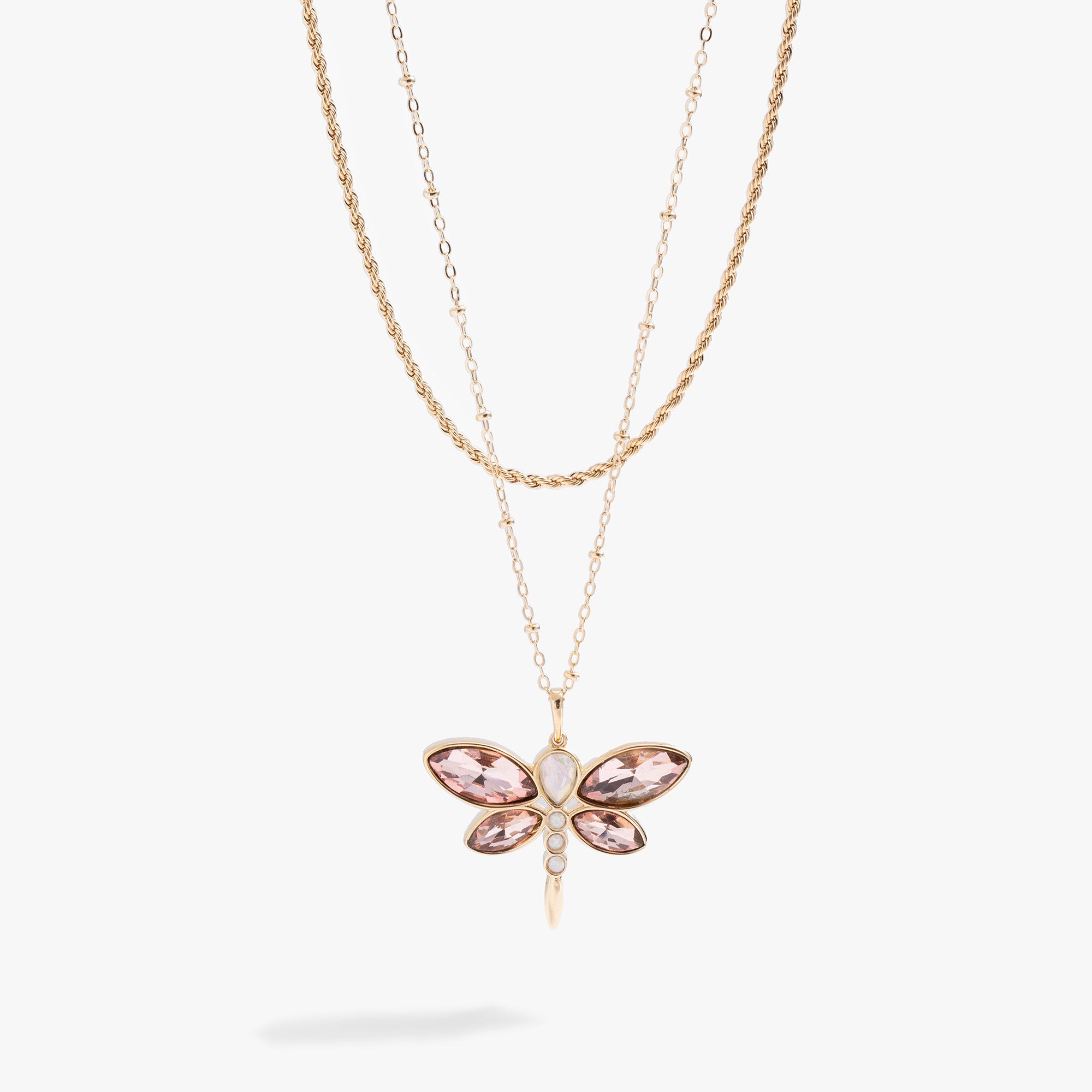 Elegant Crystal Dragonfly Double Layer Pendant Necklace for Women - Perfect for Parties, Weddings & Everyday Wear