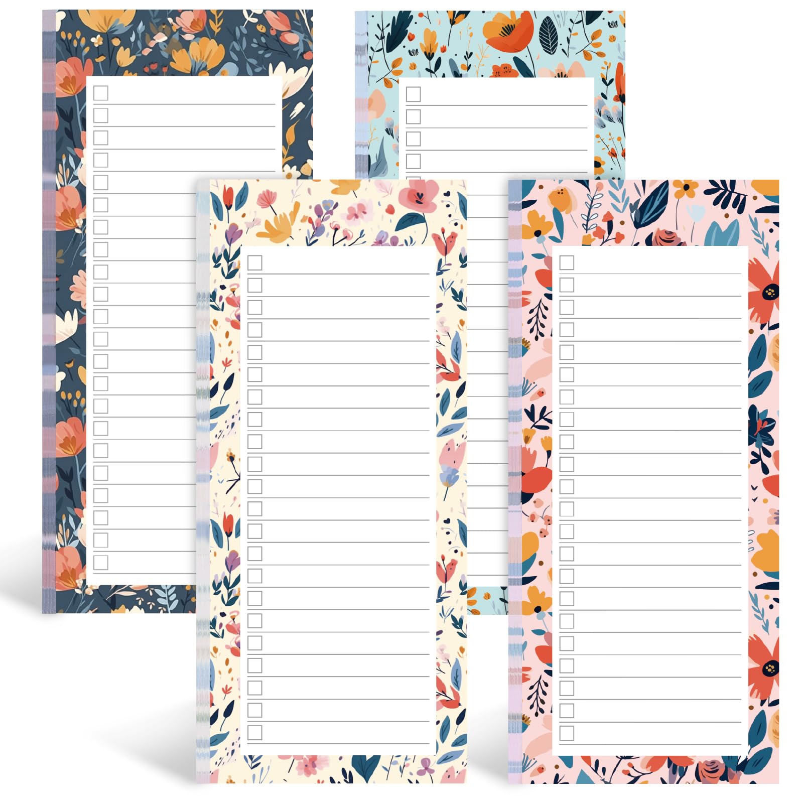 HIBOX 4-Pack Magnetic Refrigerator Notepads - Floral Design Grocery Shopping List, To-Do List & Reminder Pads (50 Sheets/Pad) - Perfect for Kitchen Organization & Family Message Board