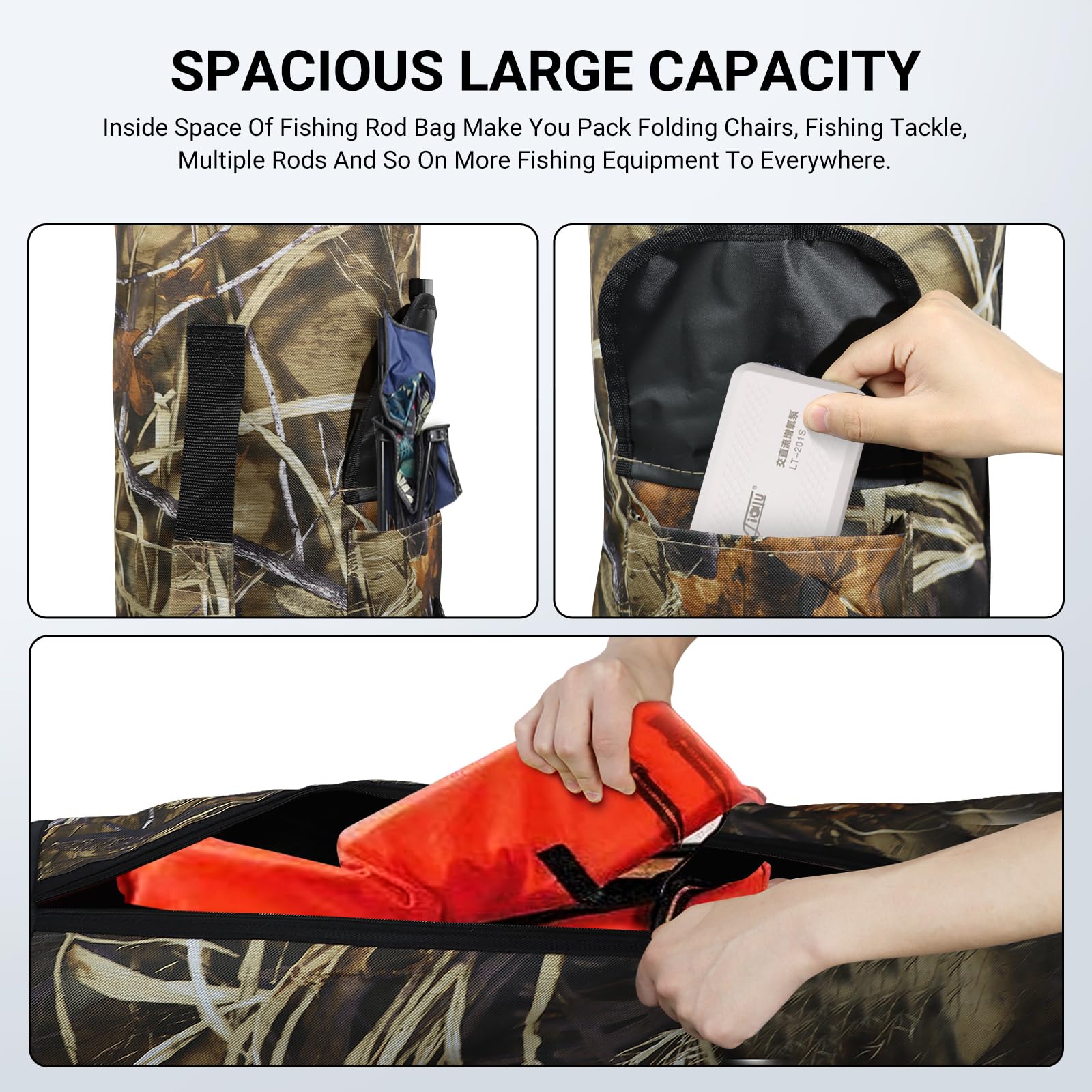 MXiiXM Durable Camouflage Fishing Rod Bag - Waterproof Oxford Fabric Fishing Pole Carrier Case for Men - Perfect for Travel, Storage & Fishing Gifts - Portable Fishing Gear & Equipment for Freshwater & Saltwater Anglers