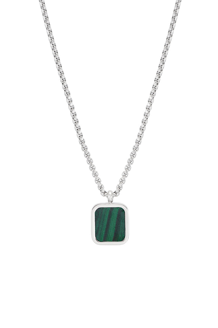 Men's Square Gemstone Pendant Necklace - Sterling Silver or Gold Plated Gemstone Jewelry for Men - Perfect for Gifts, Weddings & Everyday Wear