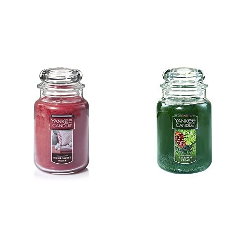 Yankee Candle Home Sweet Home & Balsam & Cedar Scented 22oz Large Jar Candles (2-Pack) - Long-Lasting Aromatherapy Candles for Cozy Home, Relaxation & Holiday Decor