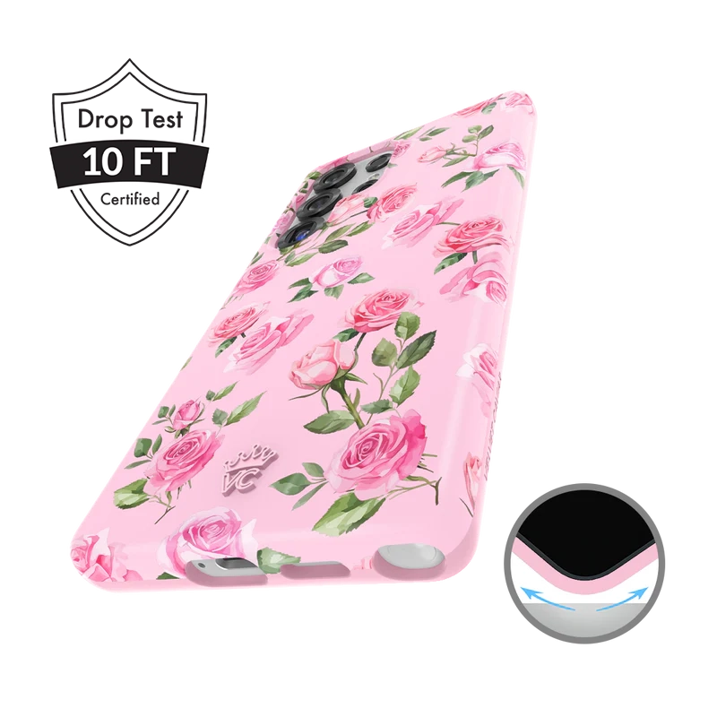 Pink Rose Floral Samsung Phone Case - Cute Protective Cover for Samsung Galaxy [Model] - Perfect Gift for Women, Girls, Teens - Ideal for Everyday Use, Birthday, Valentine's Day