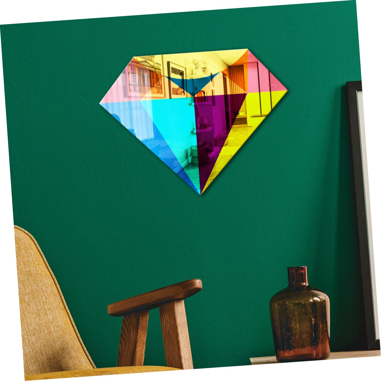 OSALADI Diamond Shape Acrylic Mirror Wall Sticker - Removable Self-Adhesive Wall Decal for Bedroom, Living Room, and Bathroom Decor