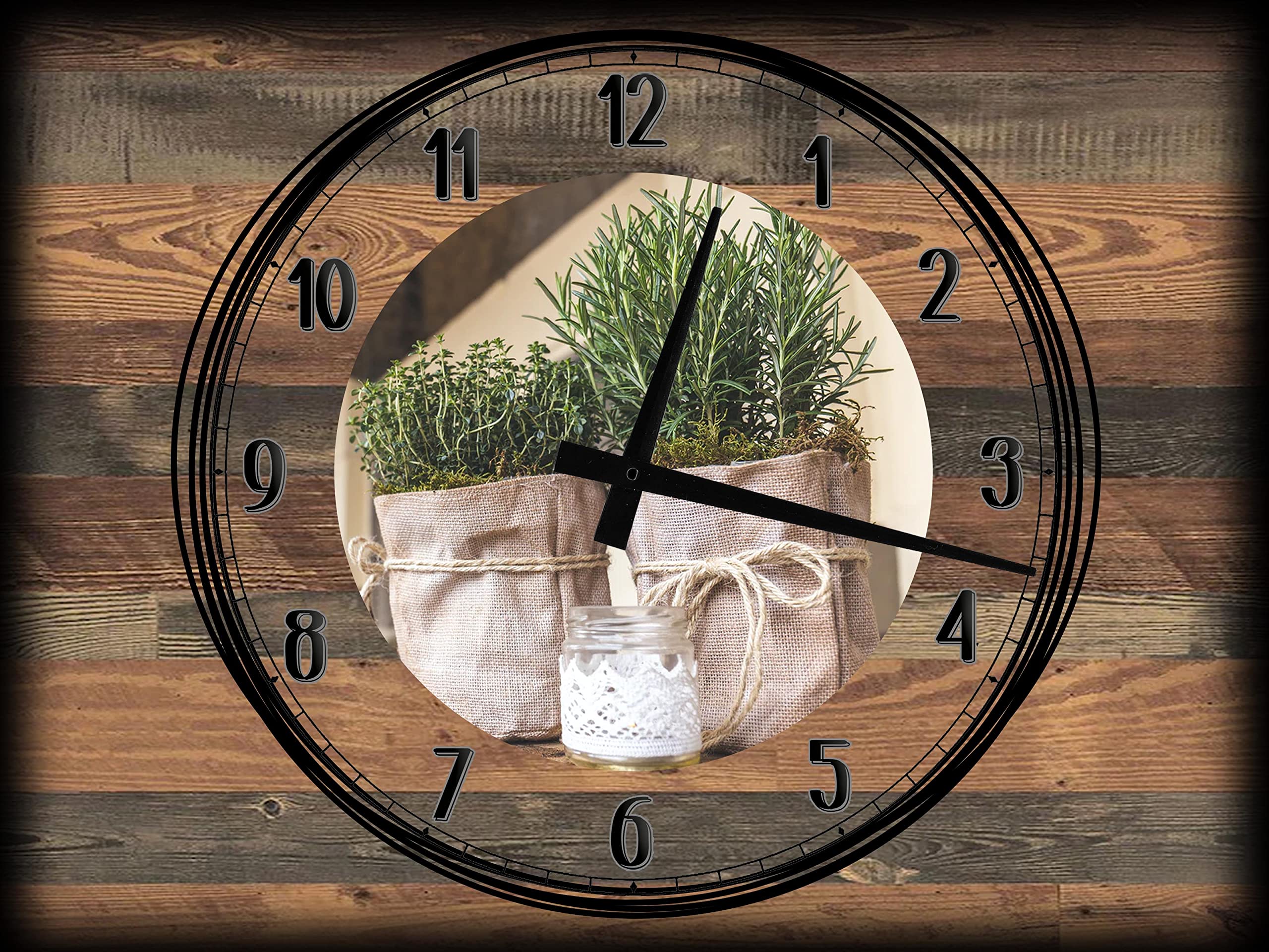 12x16 Inch Farmhouse Wall Clock with Canvas Art - Rustic Country Kitchen Decor in Green & Beige | Perfect for Dining Room, Living Room & Office Wall Decor