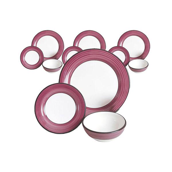 12-Piece White & Purple Spree Pattern Dinnerware Set - Elegant Tableware for Casual Dining, Entertaining & Everyday Use
