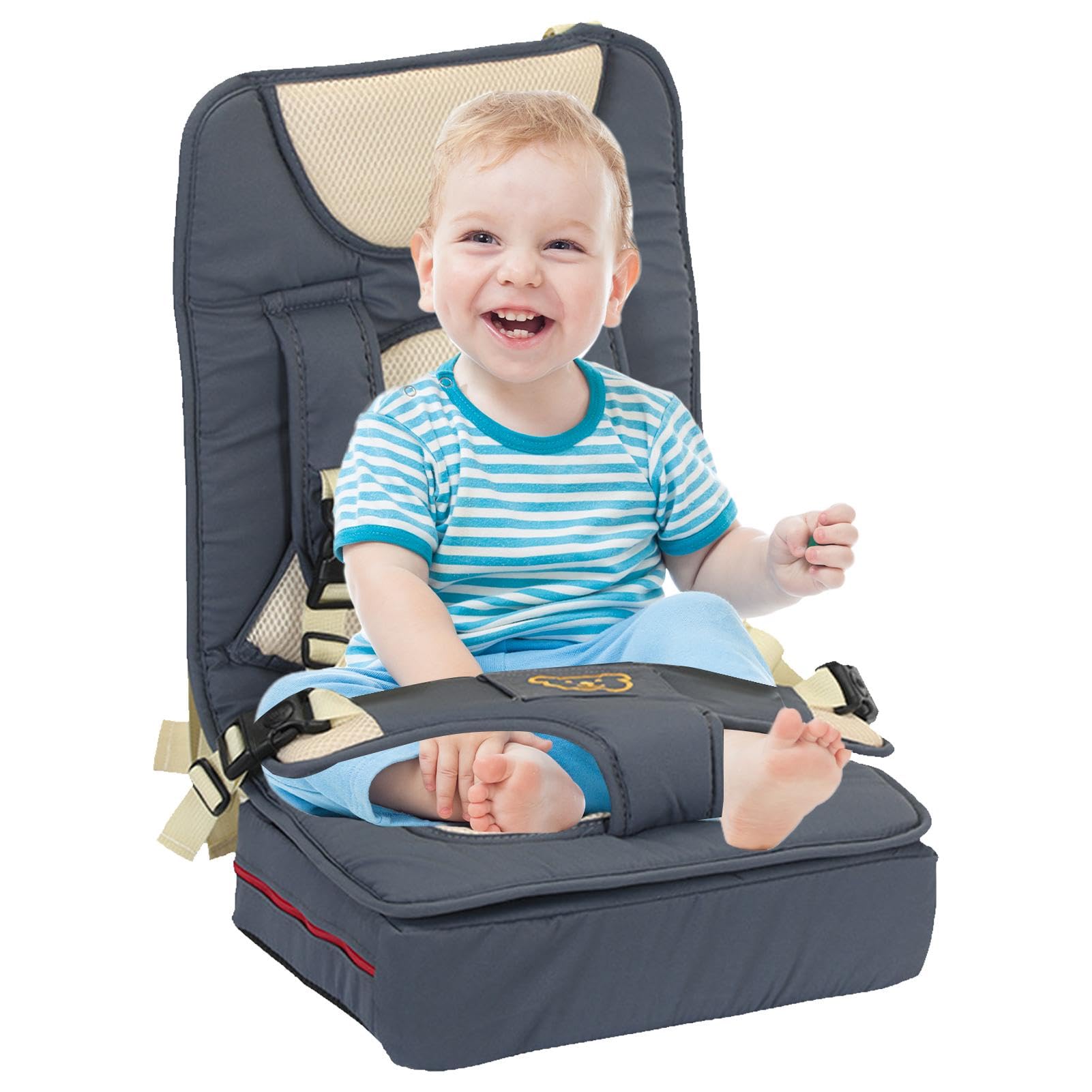 Safe & Adjustable Kids Car Seat with Fixed Belt Design - Portable Booster Seat Cushion for Extra Legroom - Perfect for Travel, Shopping Carts & Long Car Rides