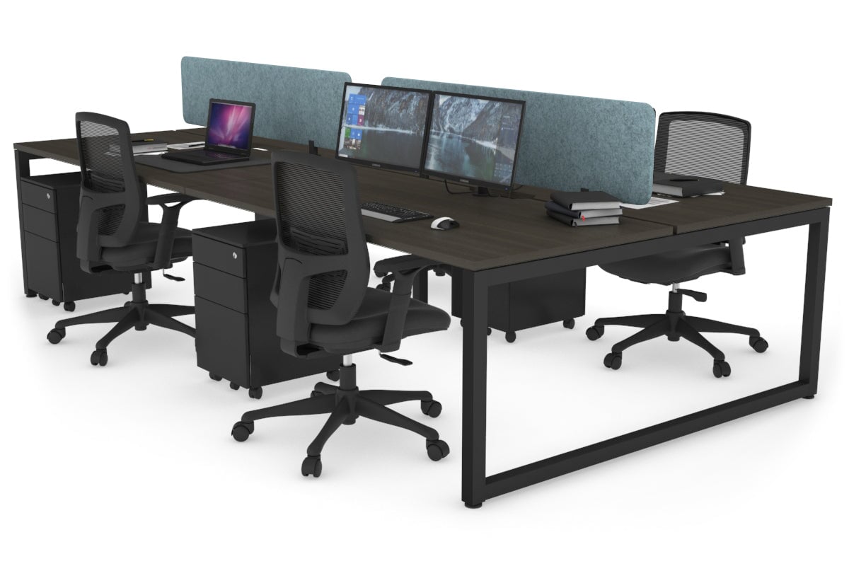 Quadro Loop Legs 4 Person Office Workstation - 1800L x 800W with Cable Management Scallop - Ideal for Collaborative Workspaces & Open Office Environments