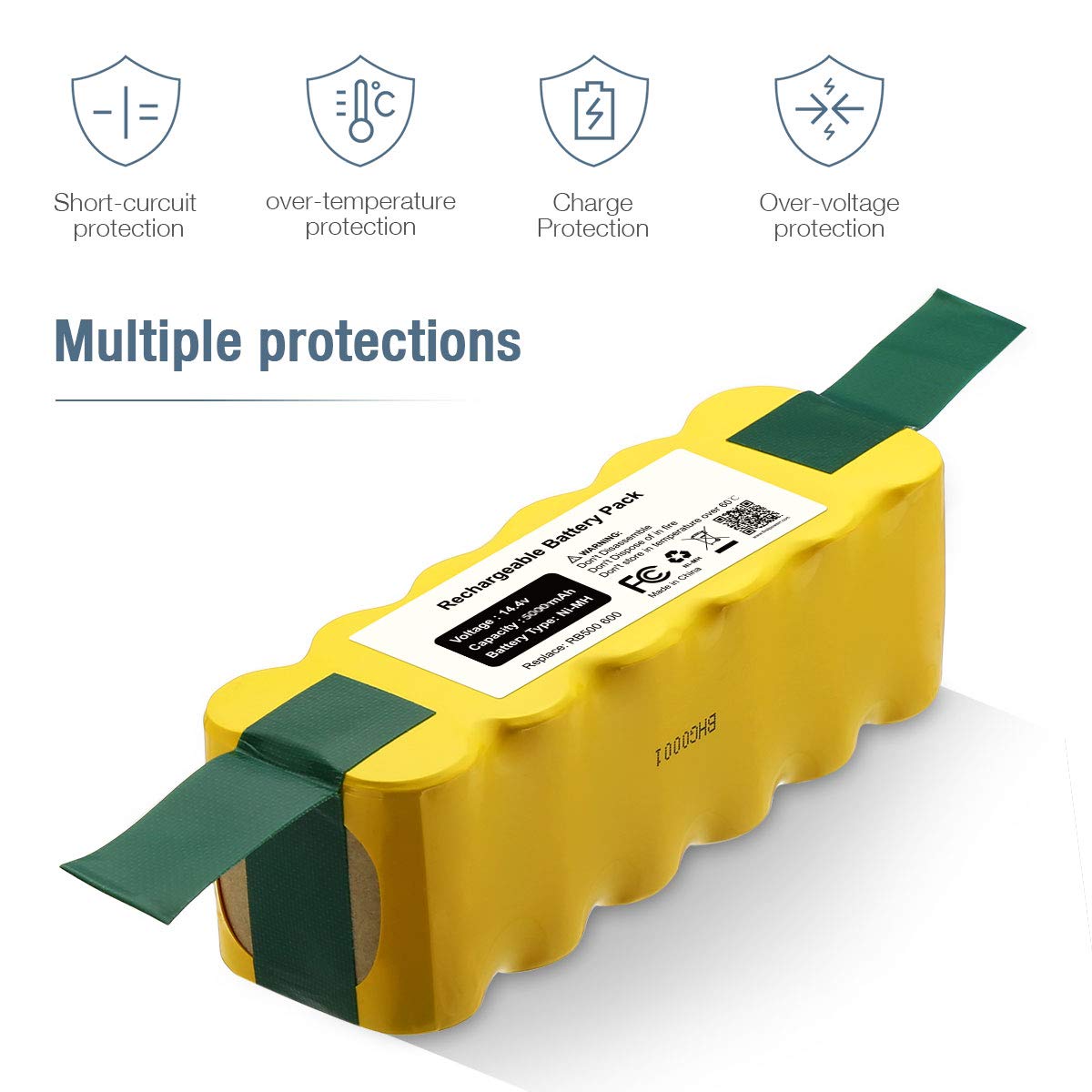 14.4V 5.0Ah Replacement Battery for Roomba Vacuum Cleaner - Compatible with iRobot Roomba 600/700/800 Series - Long Lasting Power for Efficient Cleaning at Home & Office