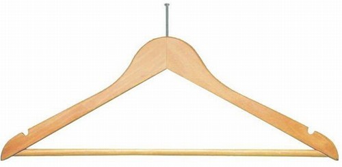 Natural & Chrome Wooden Anti-Theft Hangers - Secure Closet Organizer for Jackets, Coats & Delicate Clothing (Set of 5/10) | Perfect for Home, Retail Stores & Travel Luggage
