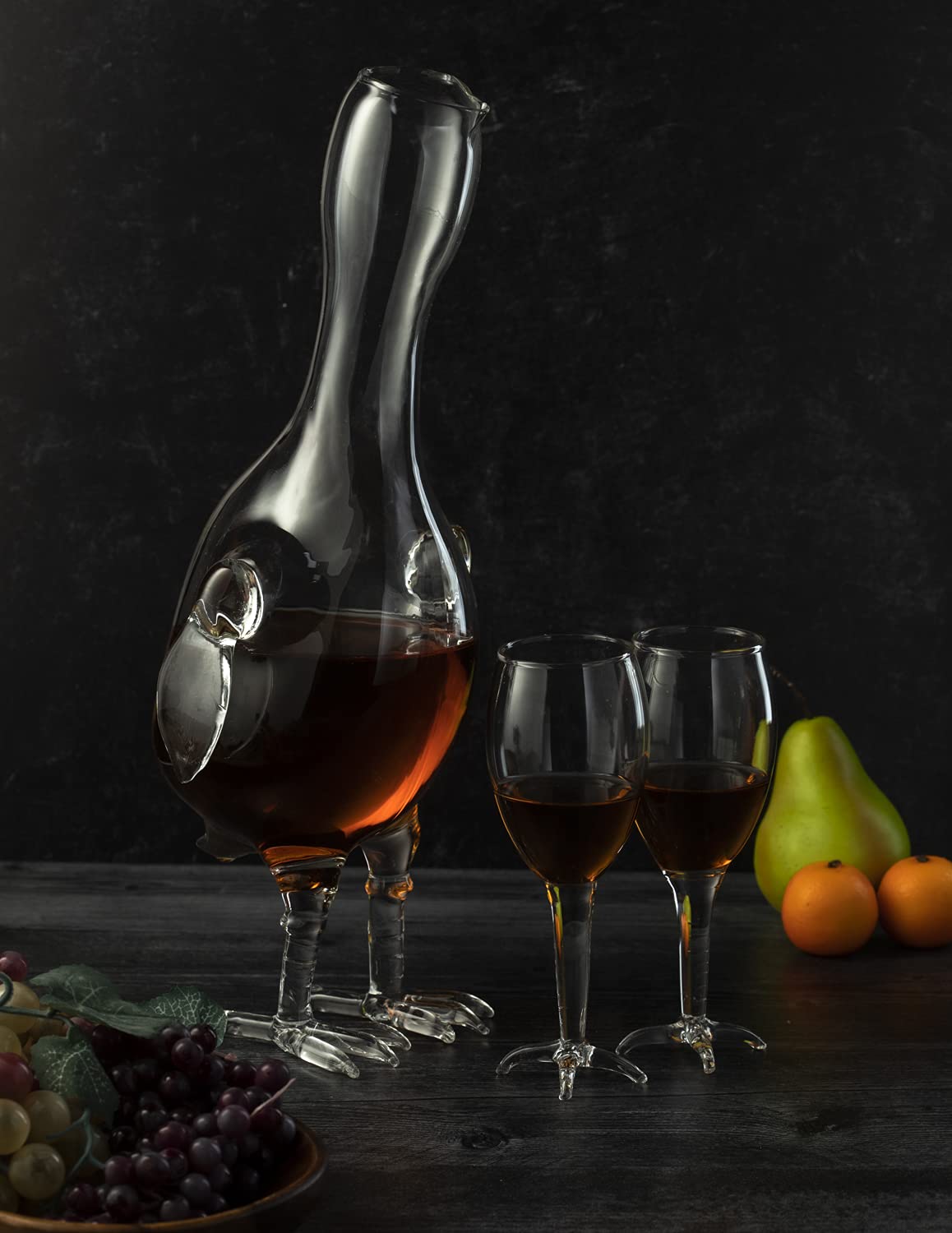 Premium Rooster-Shaped Glass Decanter Set - 500ml Whiskey & Wine Decanter with 2 Matching Glasses - Perfect for Scotch, Bourbon, Vodka & Spirits - Ideal Gift for Whiskey Enthusiasts & Home Bar Decor - Great for Parties, Gifting & Whiskey Tasting Events