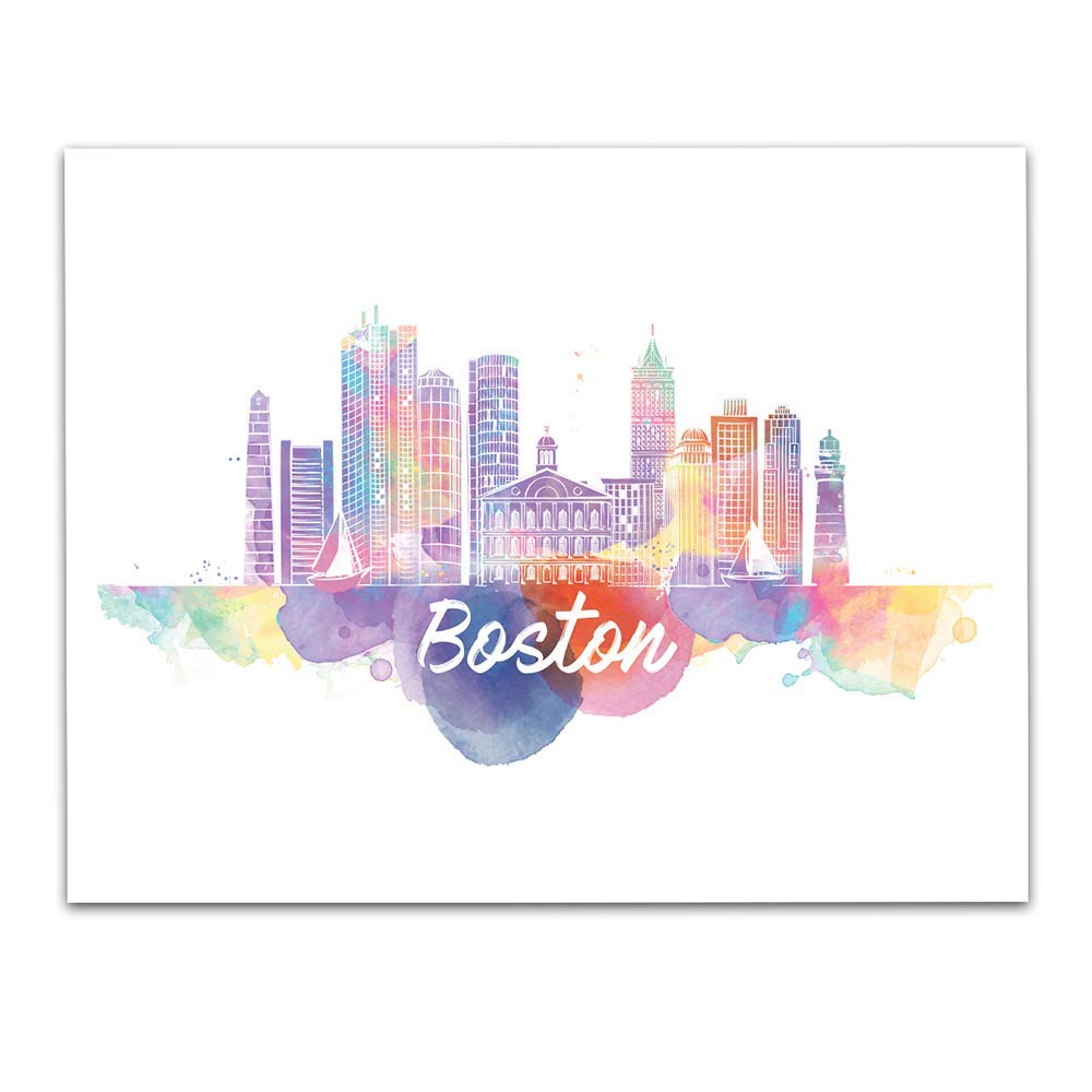 Boston Skyline Wall Art Print - Unframed 11x14 for Home & Office Decor