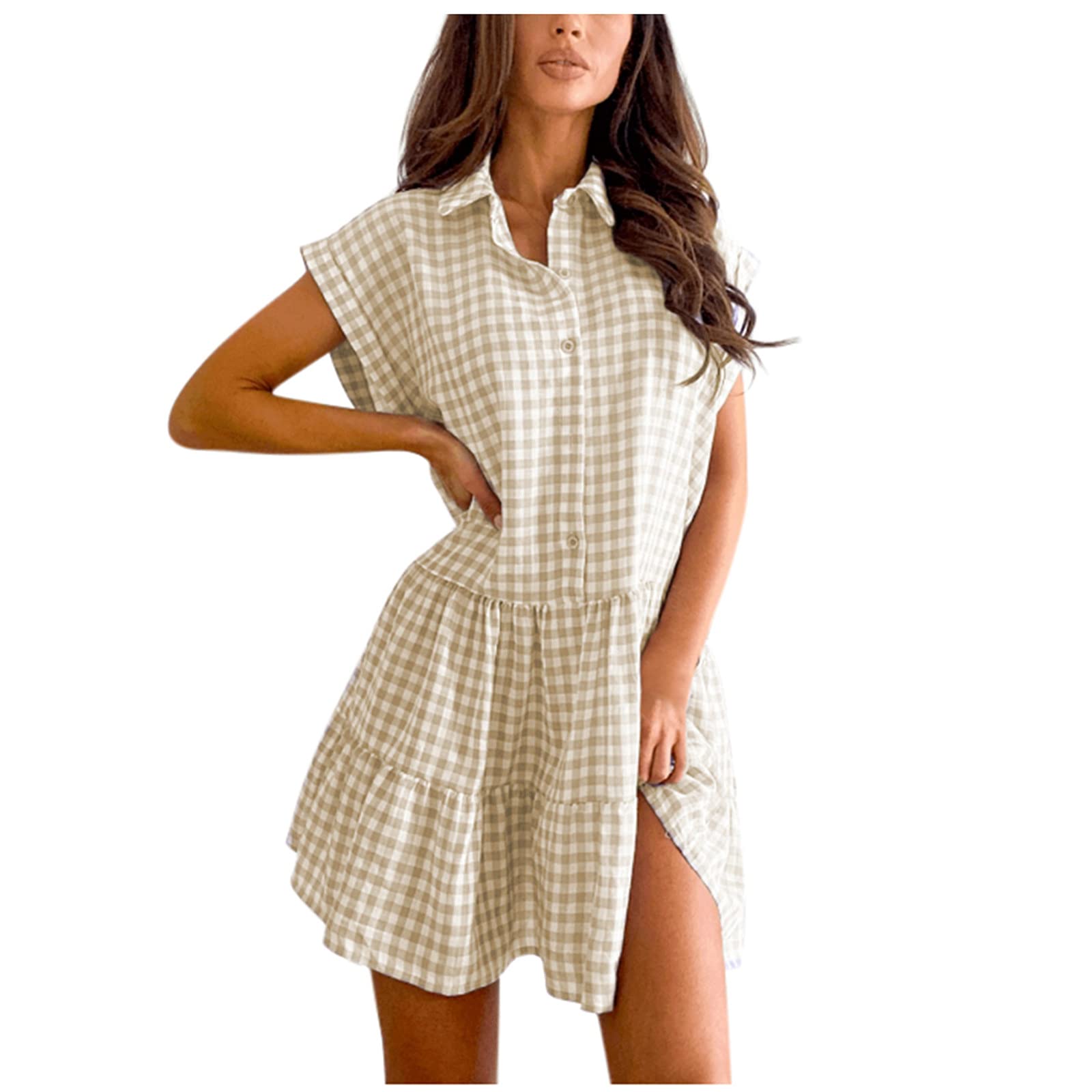 iQKA Women's Floral Print Sleeveless Mini Dress - Summer Casual Short Cocktail Party Dress - Elegant Vestidos for Beach Vacation, Date Night & Outdoor Events