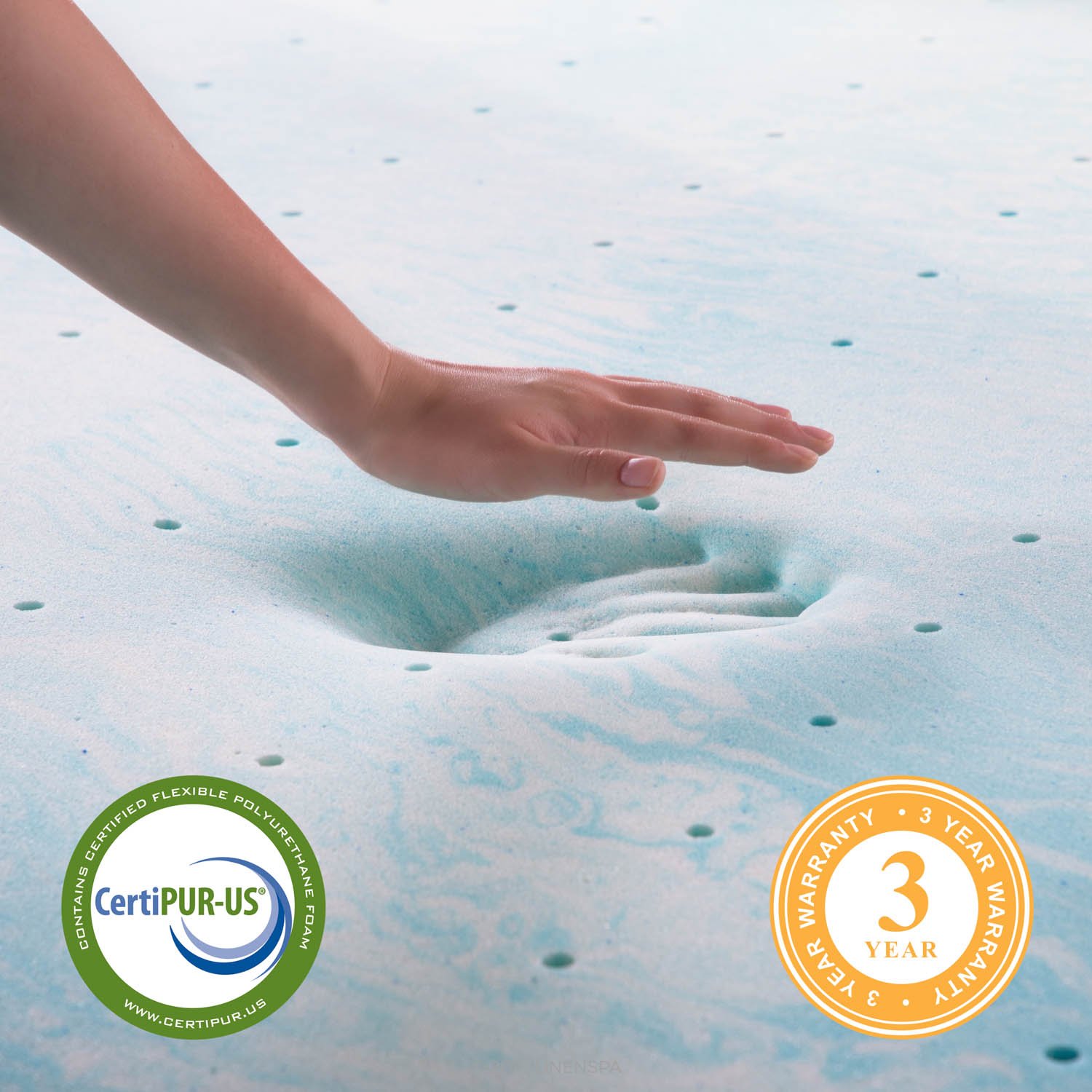 LINENSPA 4 Inch Gel Swirl Memory Foam Mattress Topper - Cooling Gel Infused for Pressure Relief - CertiPUR-US Certified - Full Size - Perfect for Hot Sleepers & Back Pain Relief - Upgrade Your Bedroom Comfort