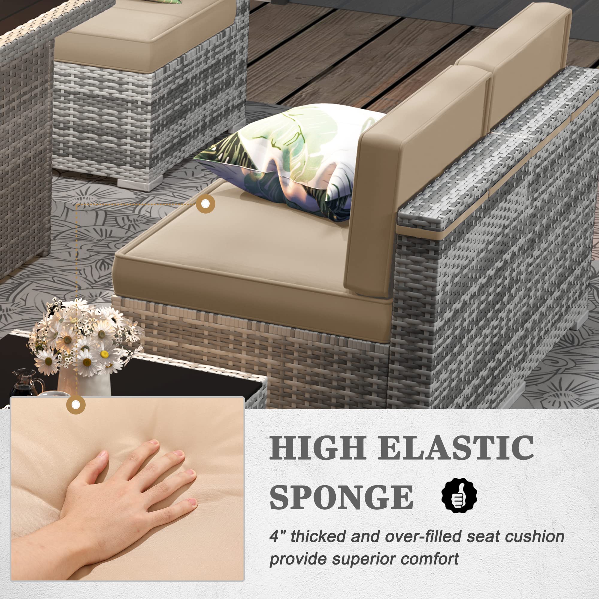 8-Piece Outdoor Patio Furniture Set with 44
