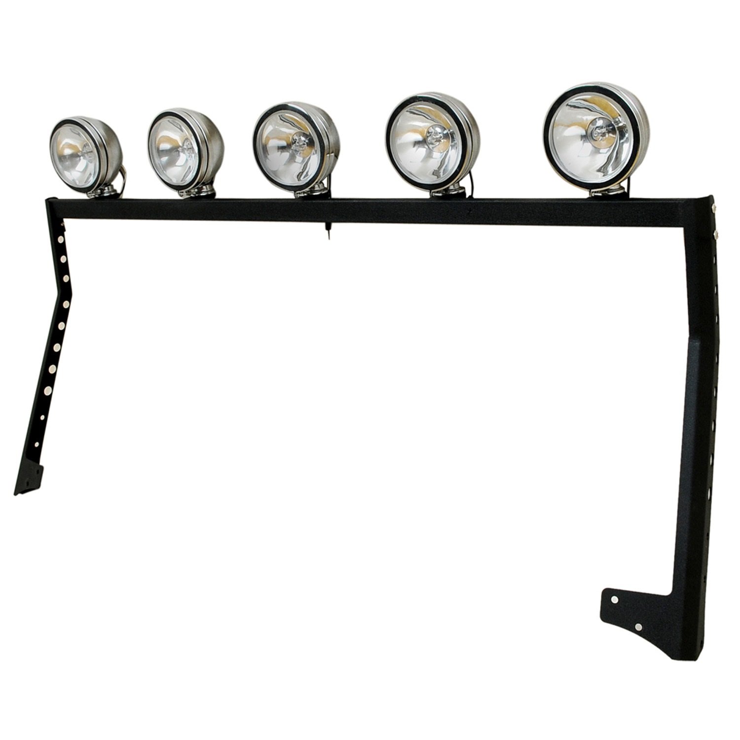 Black Windshield Mount Light Rack for Jeep Wrangler JK (2007-2018) - Off-Road LED Light Bar Bracket - Perfect for Trail Riding & Night Adventures