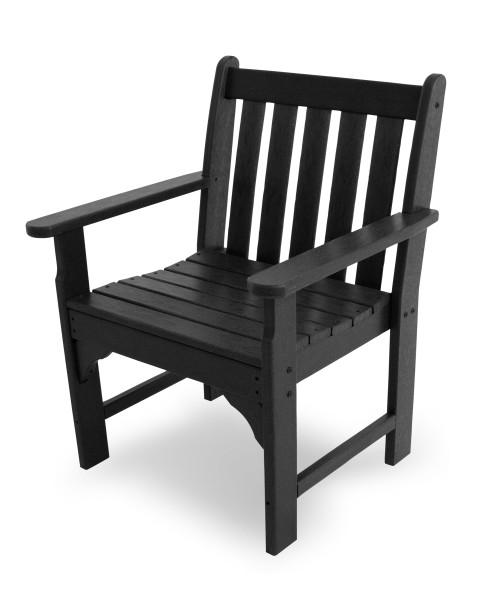 Premium POLYWOOD Black Vineyard Garden Arm Chair - Weather-Resistant Outdoor Patio Furniture for Backyard, Poolside & Garden Relaxation