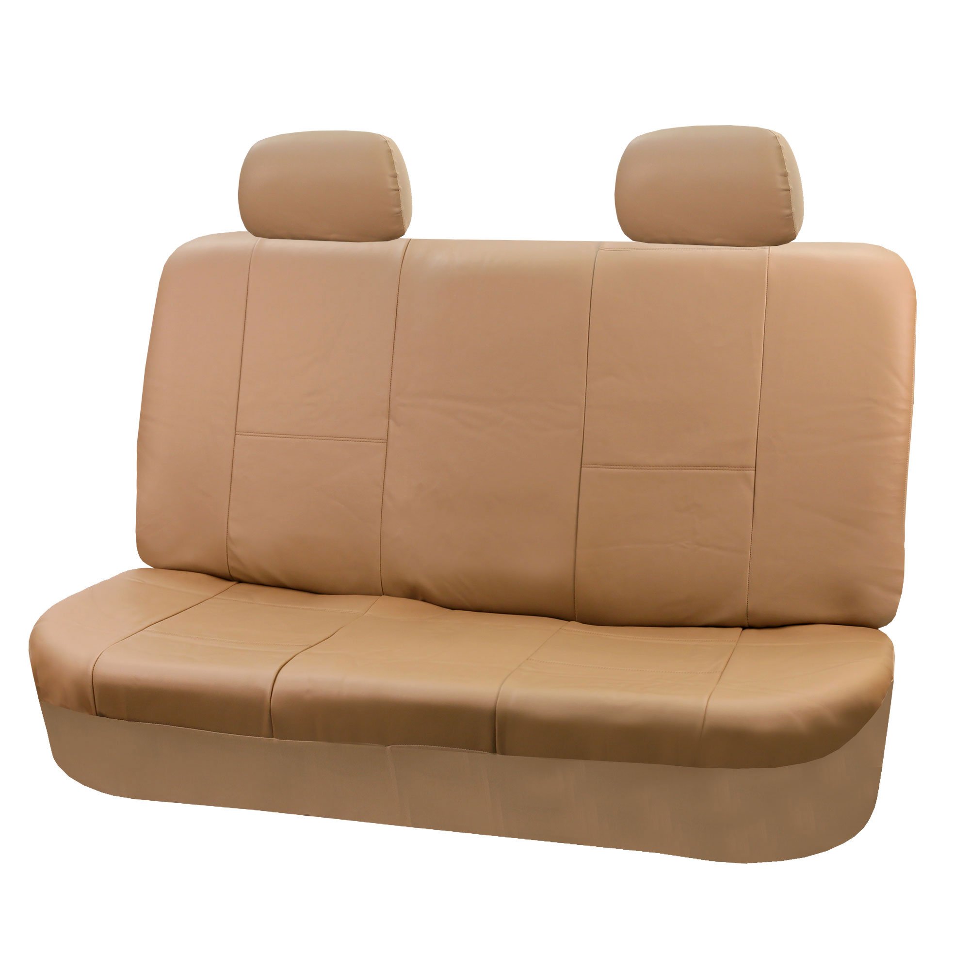 Premium Universal Leather Car Seat Covers - FH Group Solid Tan Bench Style Fits Most Cars, Trucks, SUVs & Vans (PU001012) | Protect & Upgrade Vehicle Interior for Daily Commute, Road Trips & Family Travel