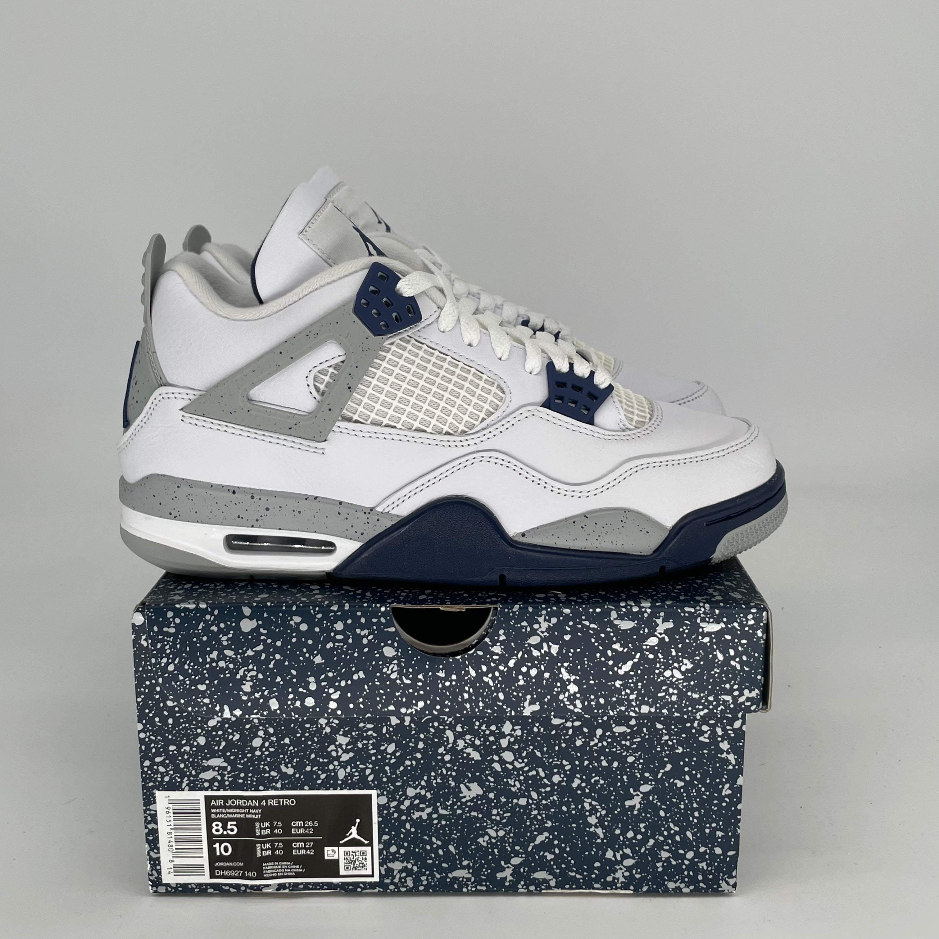 AIR JORDAN 4 Retro Midnight Navy Men's/Women's Sneakers - Size 8.5 (Men) / 10W (Women) - Style Code DH6927-140 | Basketball Shoes for Court Performance & Streetwear Fashion