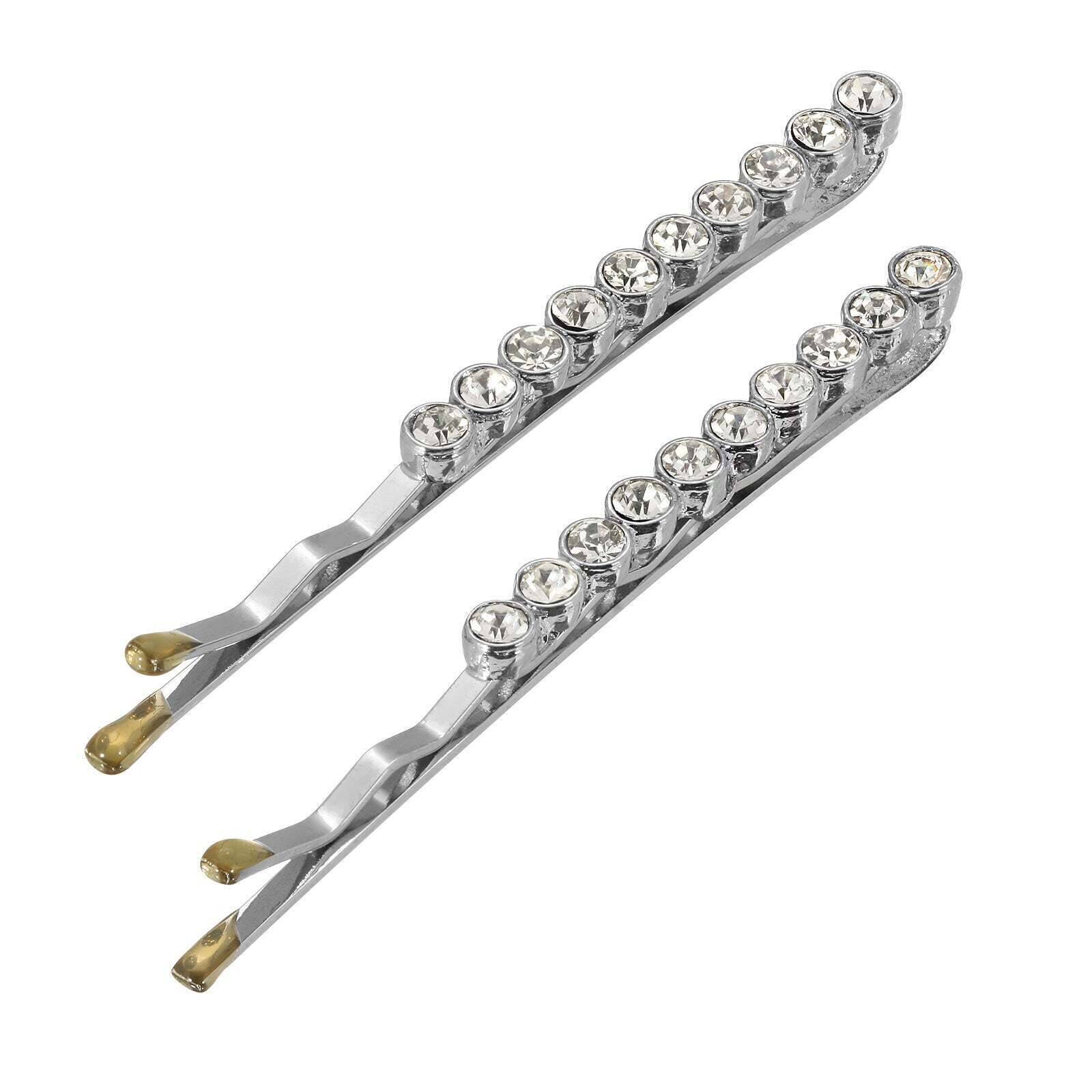 1928 Bridal Sleek Round Multi Crystal Bobby Pins Set - 12pcs Wedding Hair Accessories for Bridesmaids, Prom, Parties & Special Occasions