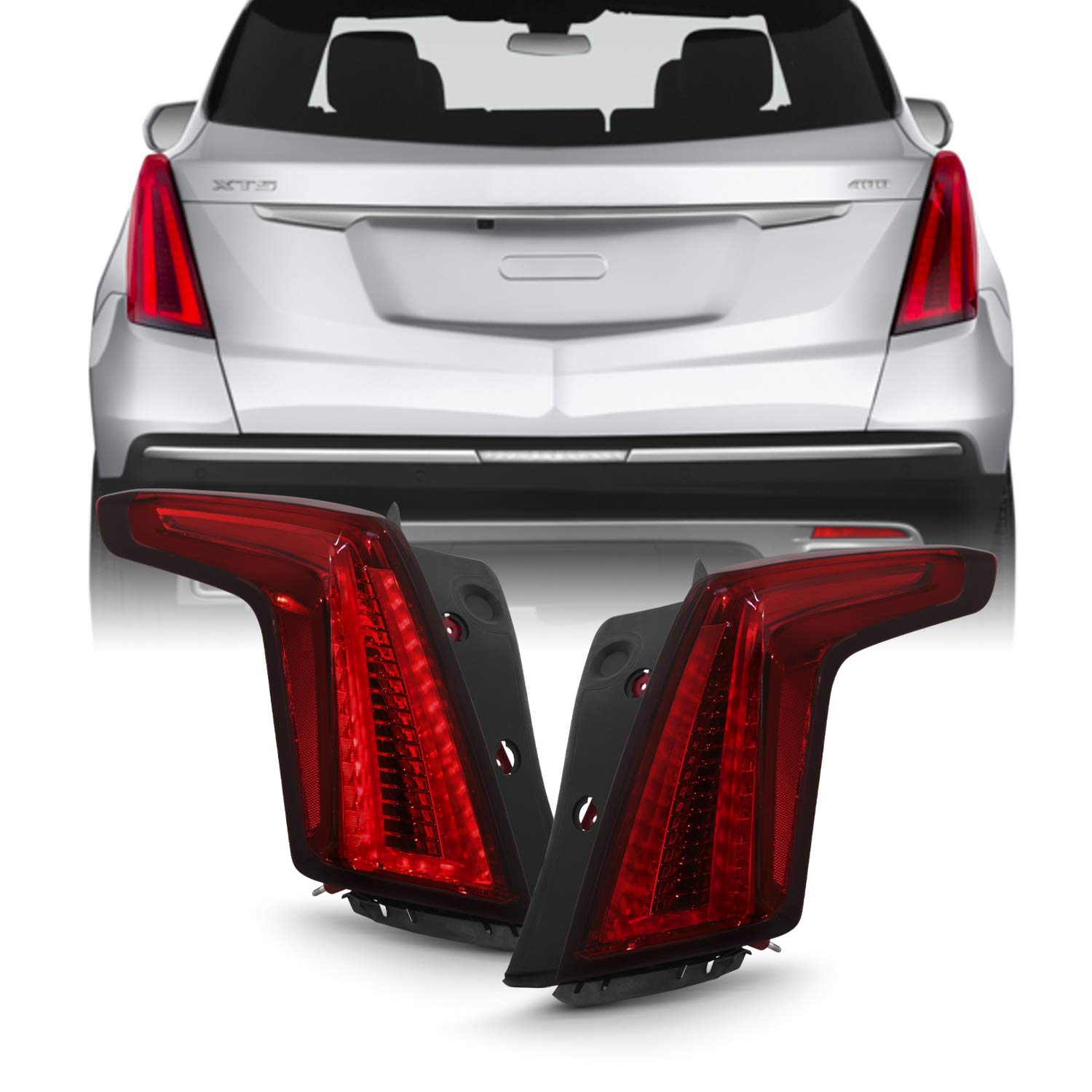 AKKON Full LED Tail Lights for 2020-2022 Cadillac XT5 - OE Style Dark Red Housing - Left & Right Assembly - Upgrade Your Car's Rear Lighting for Night Driving & Enhanced Safety