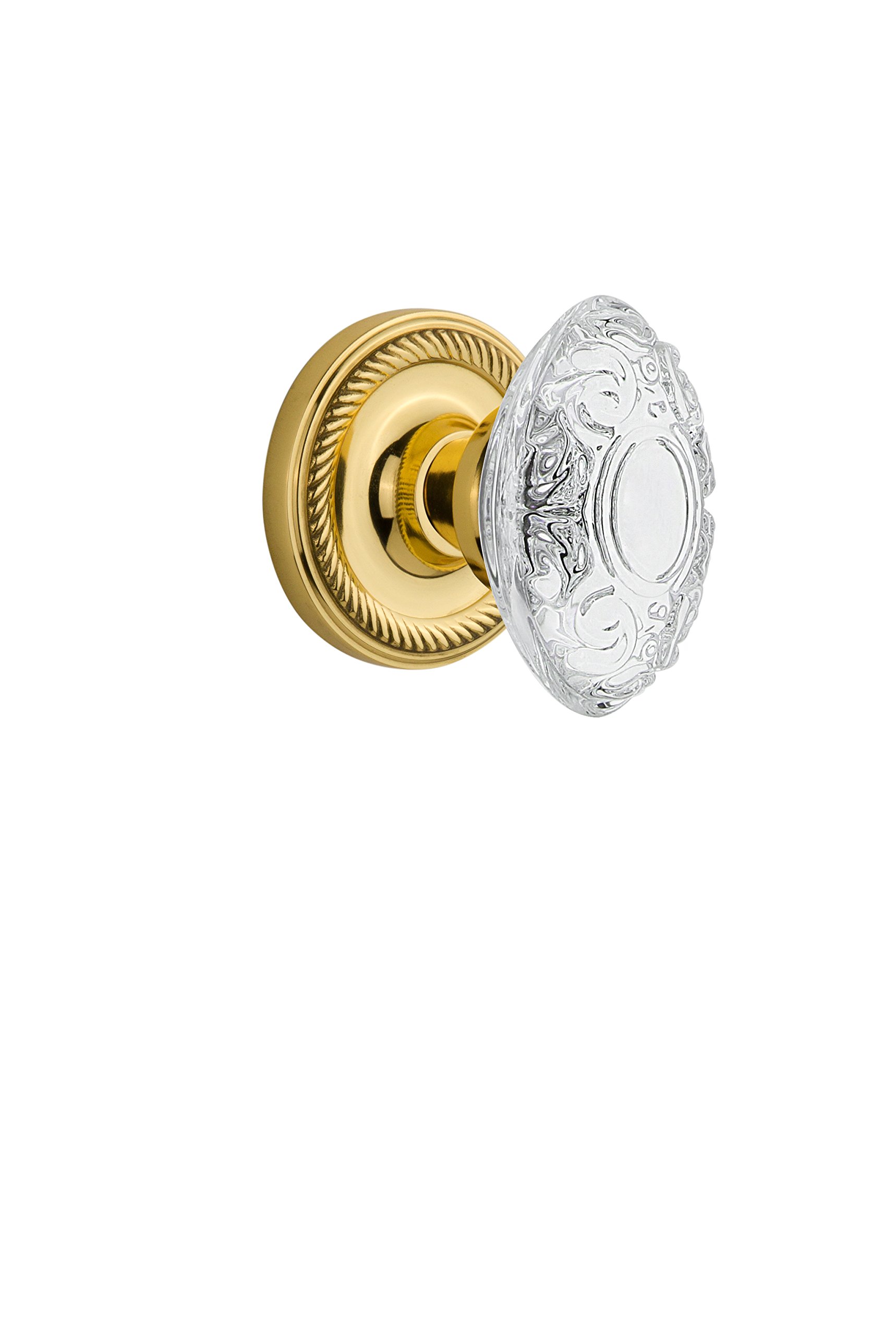 Nostalgic Warehouse 754007 Rope Rosette Plate - Surface Mounted Unlacquered Brass Cabinet Hardware | Vintage Style Door & Drawer Pull Backplate for Home Decor & Furniture Restoration