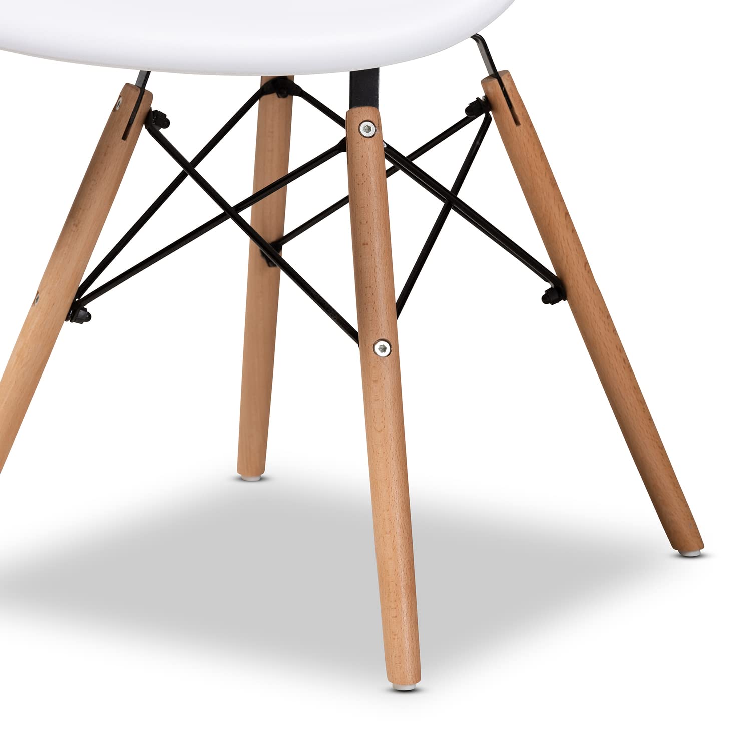 Baxton Studio Galen White and Oak Brown Finished Wood Dining Chair Set of 4 - Modern Kitchen & Dining Room Furniture for Home & Office Use