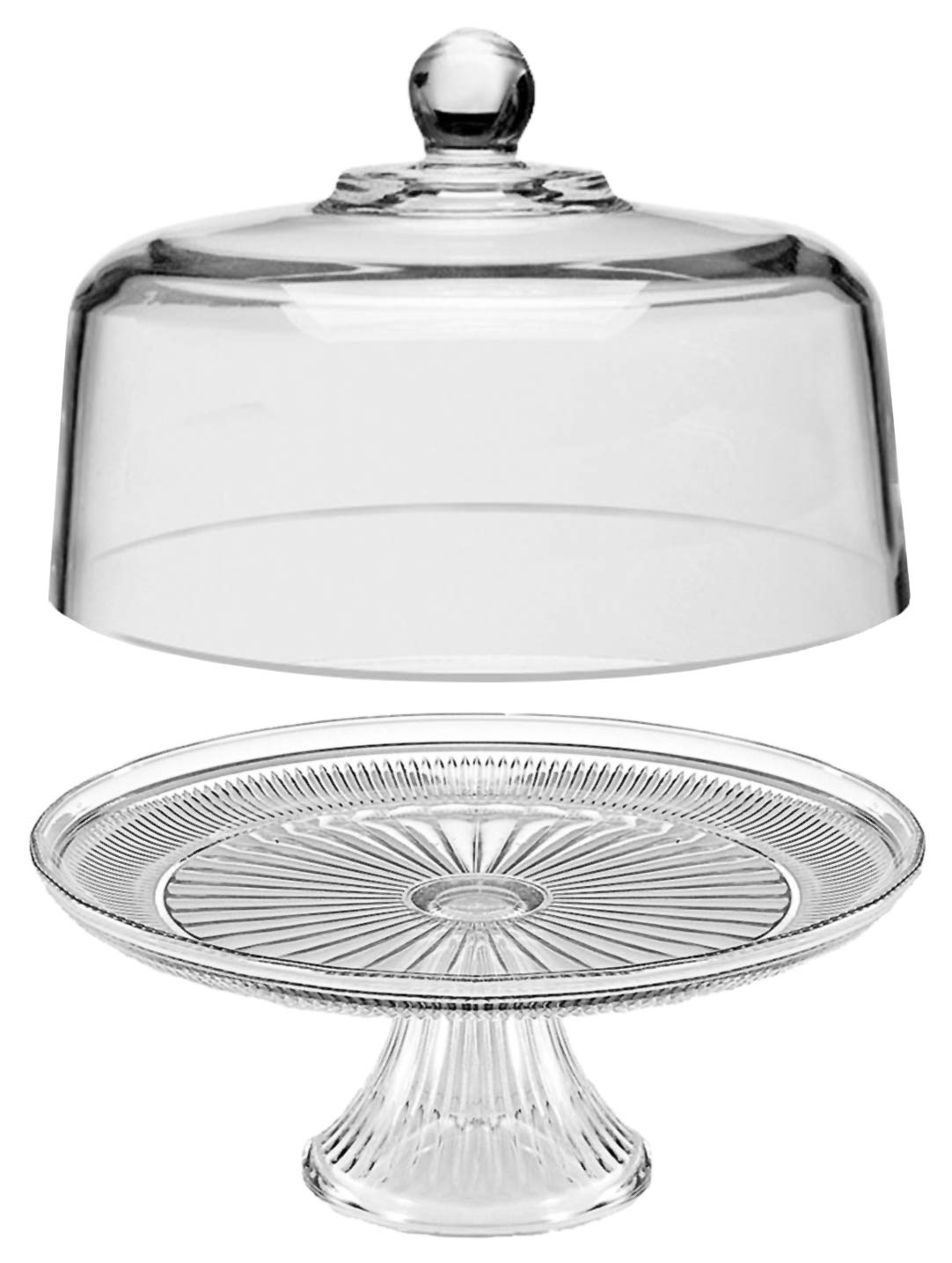 Anchor Hocking Canton 2-Piece Glass Cake Stand Set with Dome Lid - Perfect for Birthday Parties, Weddings & Dessert Displays