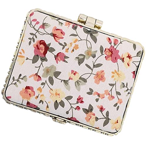 Vintage Folding Makeup Mirror - Double Sided Portable Vanity Mirror for Women, Compact Handbag & Travel Mirror, Perfect for Purse, Office & On-the-Go Touch Ups (Rectangular Design)