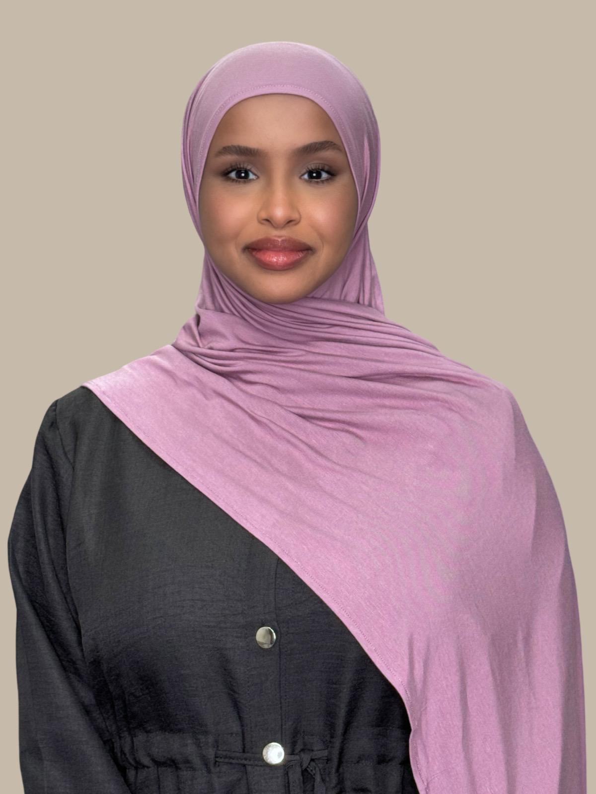Pre-Sewn Jersey Hijab in Khaki Rose - Soft & Comfortable Muslim Headscarf for Everyday Wear, Prayer, and Modest Fashion