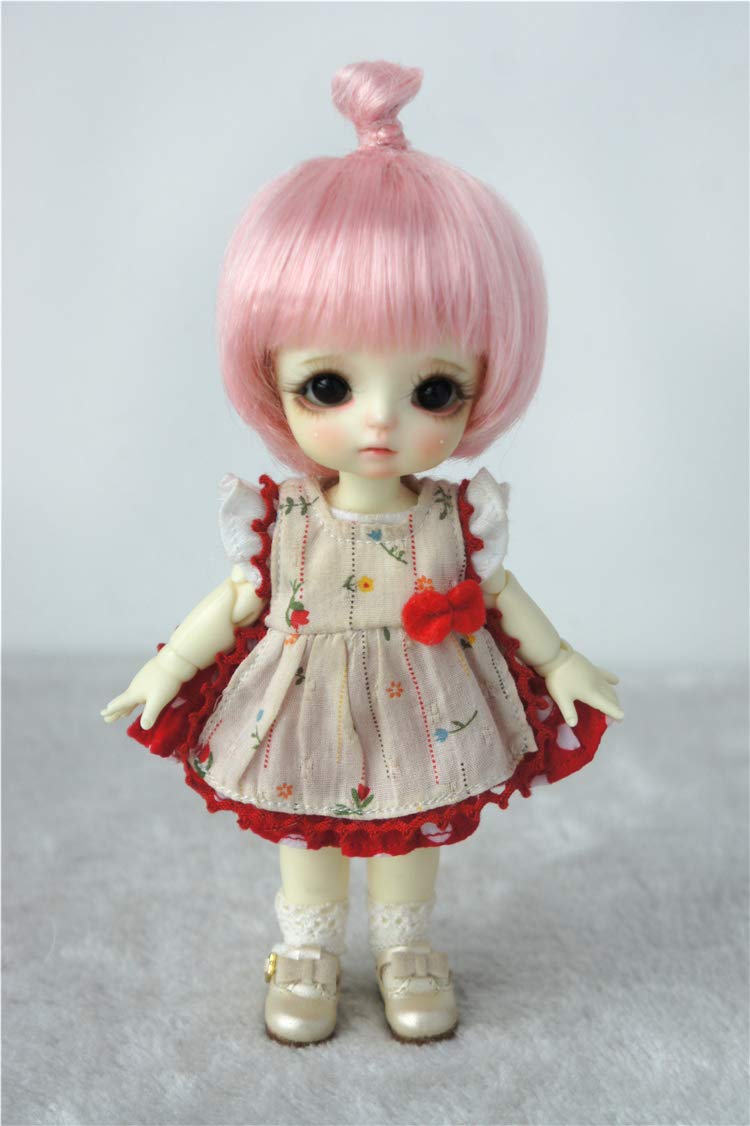 5-6inch BJD Doll Wigs - Yellow Mohair for 1/8 Lati Dolls (Pink) - Perfect for Doll Makeovers