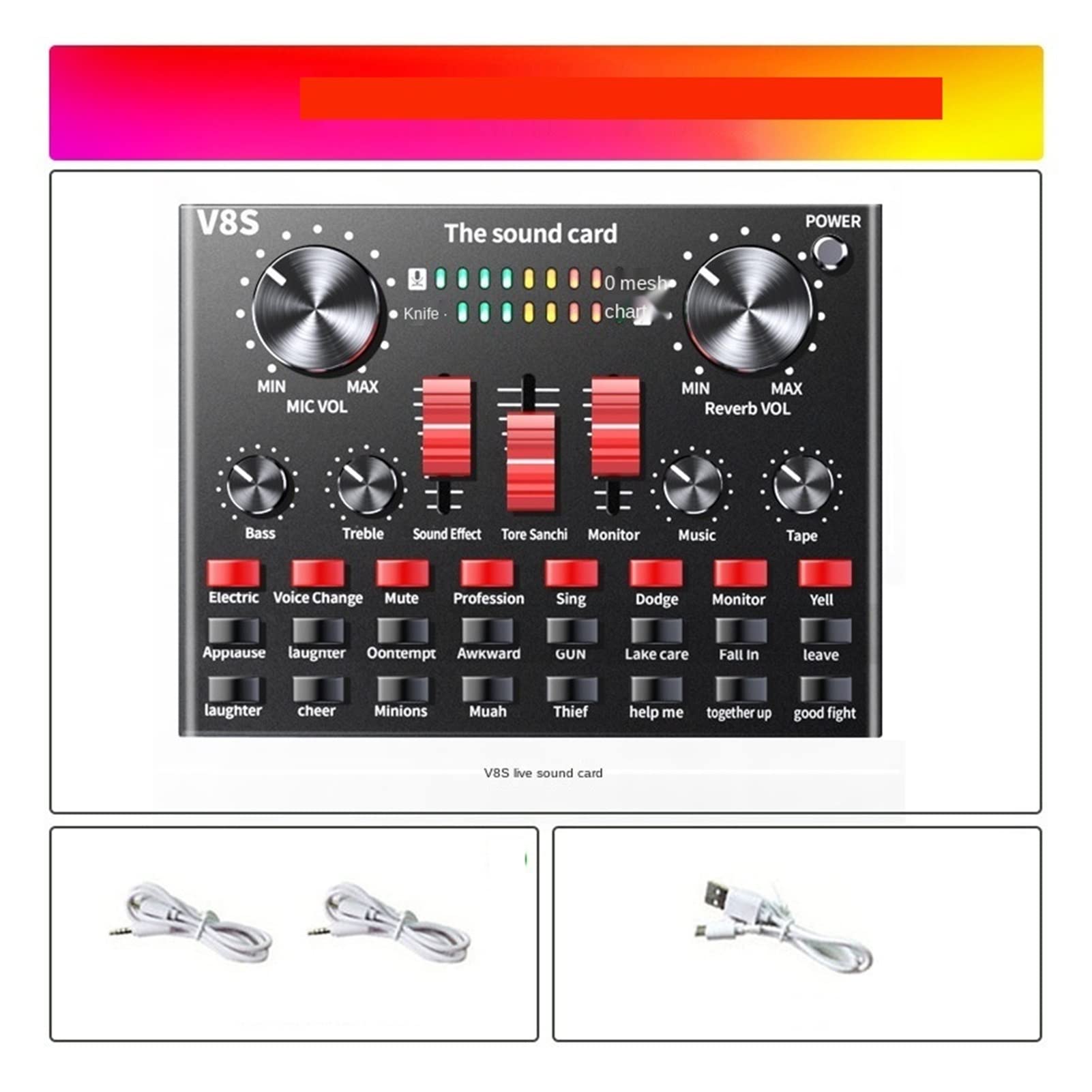 EZGA Digital Audio Mixer USB External Sound Card with Headset Microphone for PC, Phone, Computer - Perfect for Live Streaming, Webcasting, Stage Performances, Karaoke & Personal Entertainment (Color: V8S)