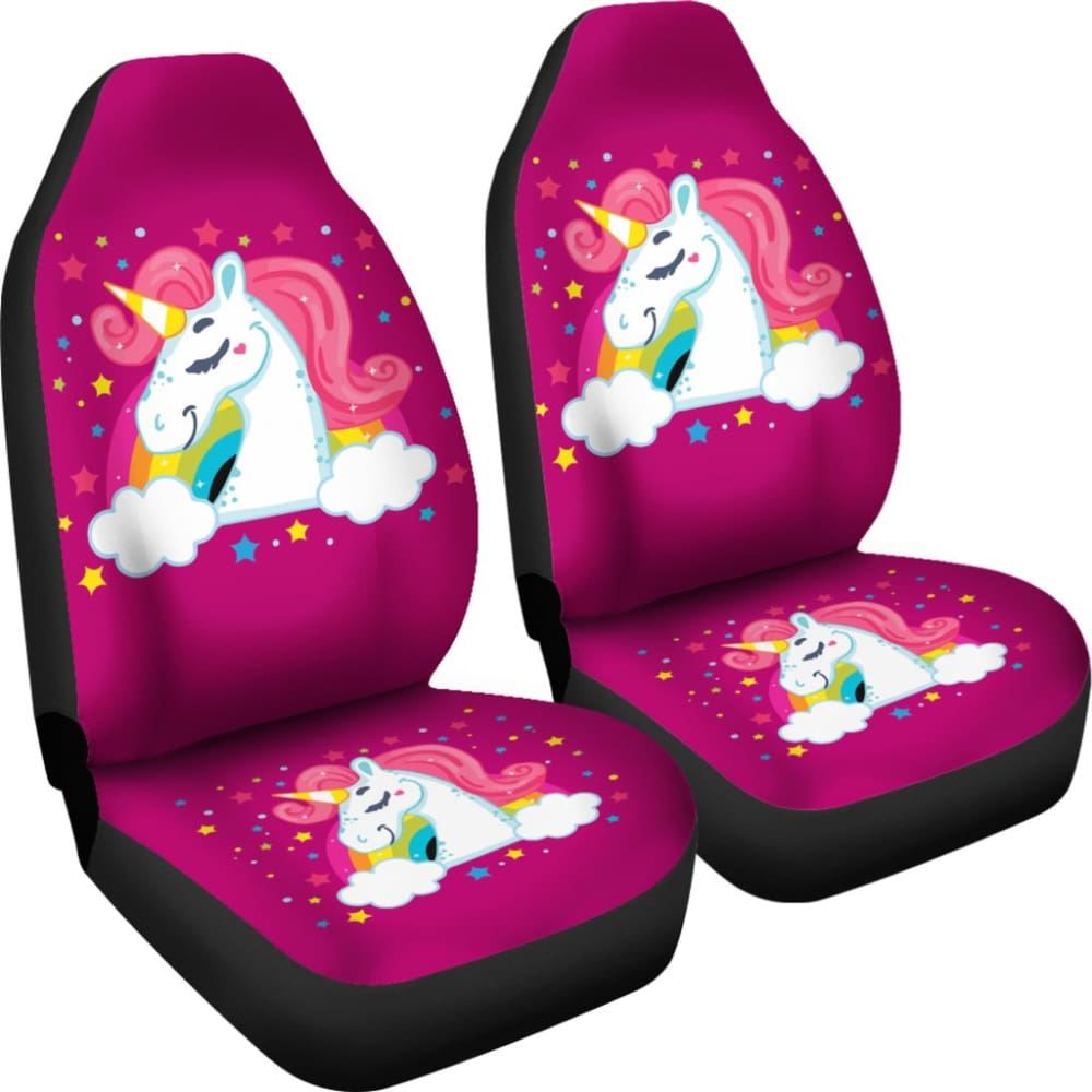 Rainbow Unicorn Car Seat Covers - LGBT Pride Pink Themed Universal Fit for Cars, Trucks & SUVs - Soft Stretchable Fabric for Comfort & Style - Perfect for Pride Parades, Road Trips & LGBTQ+ Supporters