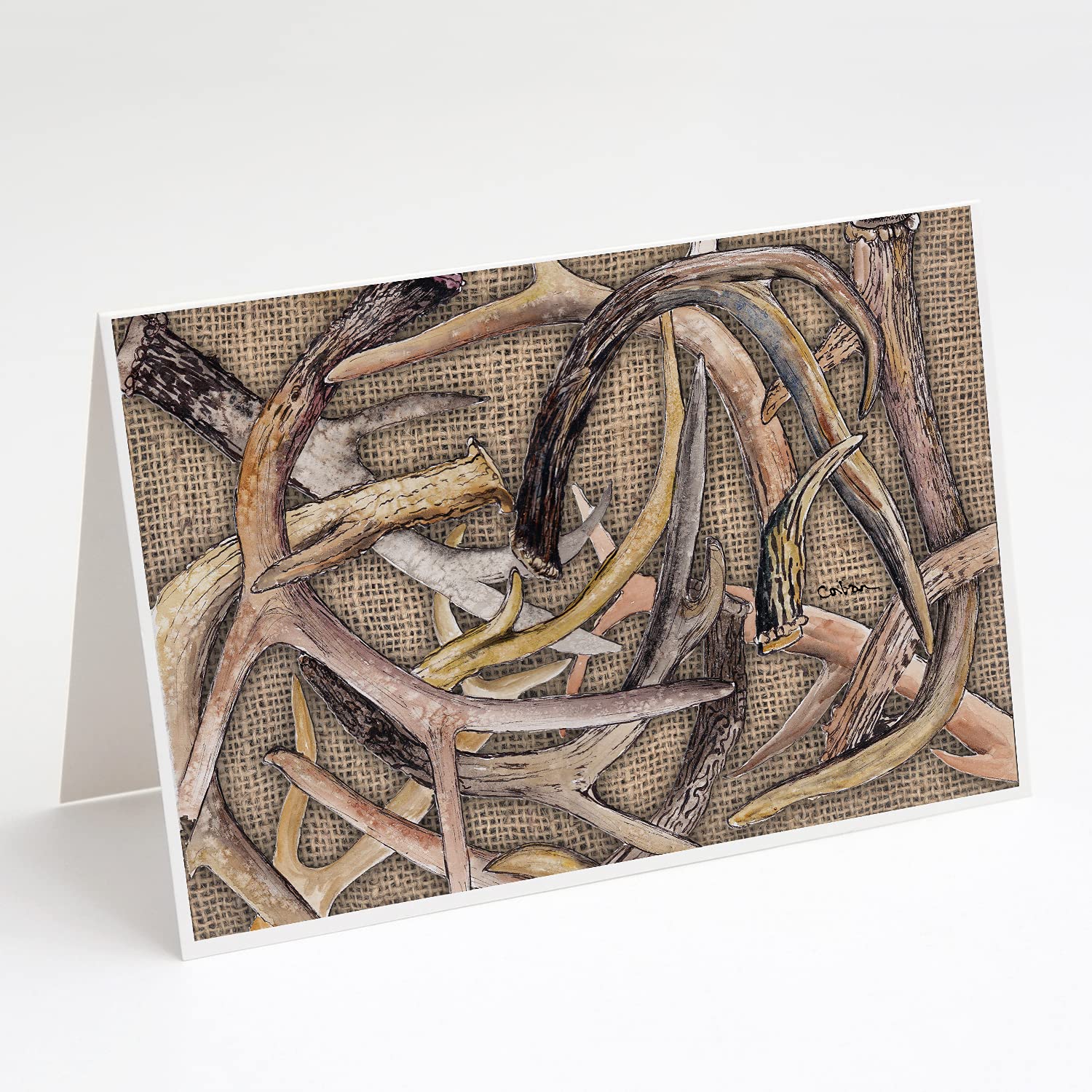 Caroline's Treasures 8732GCA7P Whimsical Deer Horns Blank Greeting Cards - Pack of 8 A7 Size (5x7) Note Cards with Envelopes - Perfect for Birthday Wishes, Thank You Notes & Holiday Greetings