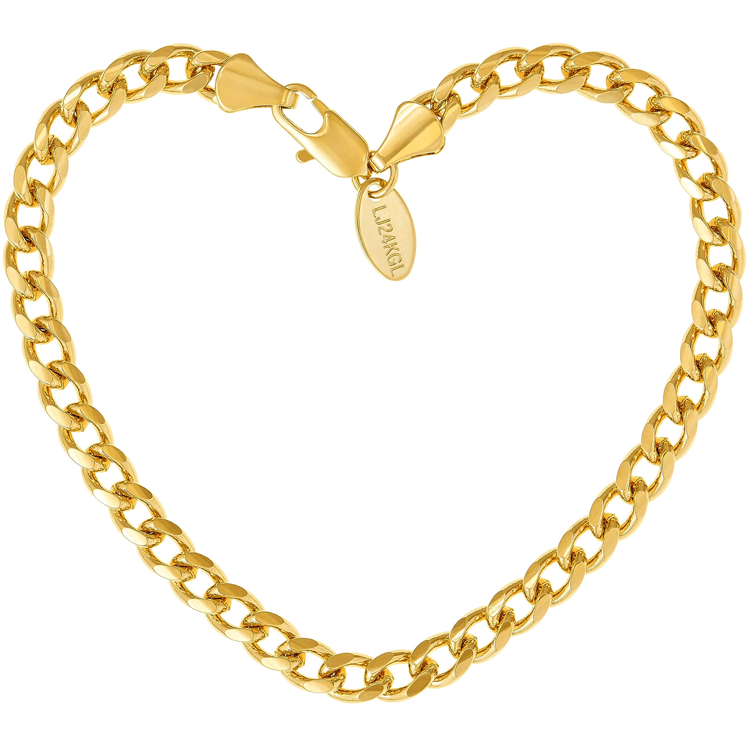 24K Gold Plated 5mm Cuban Link Chain Bracelet for Men & Women - Everyday Wear